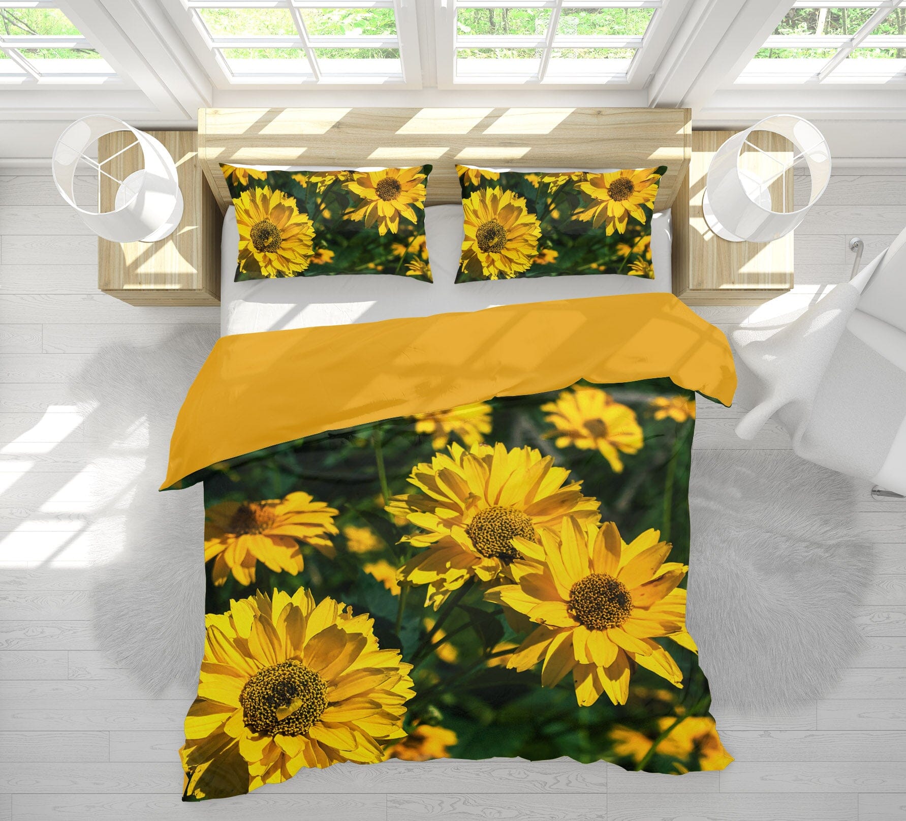 3D Sun Sunflower 1035 Jerry LoFaro bedding Bed Pillowcases Quilt Quiet Covers AJ Creativity Home