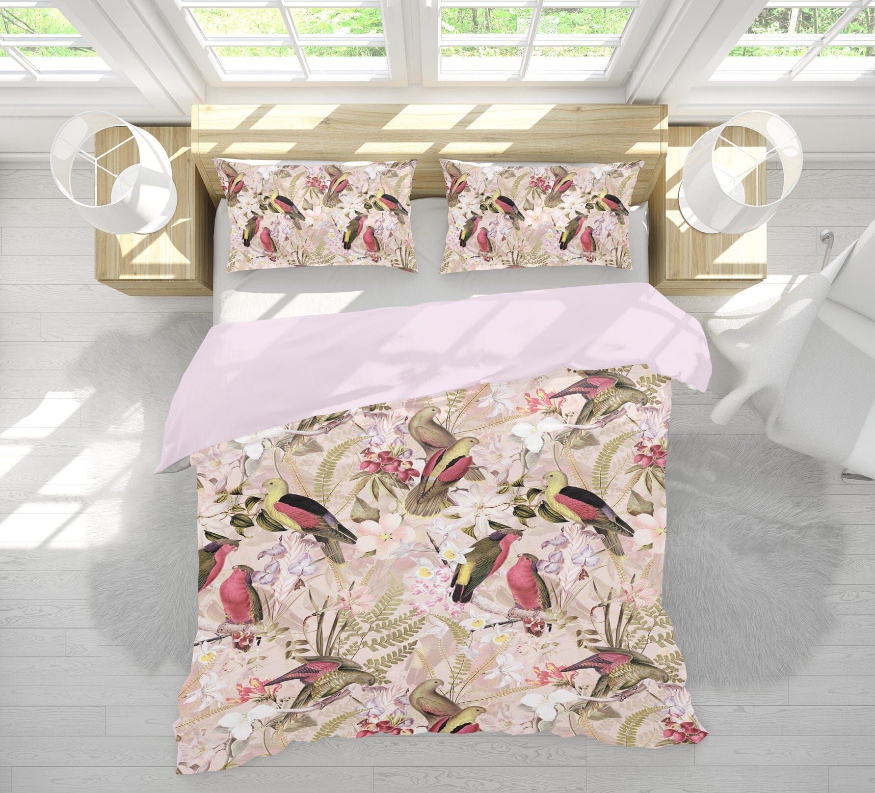 3D Parrot Flower 101 Uta Naumann Bedding Bed Pillowcases Quilt Quiet Covers AJ Creativity Home