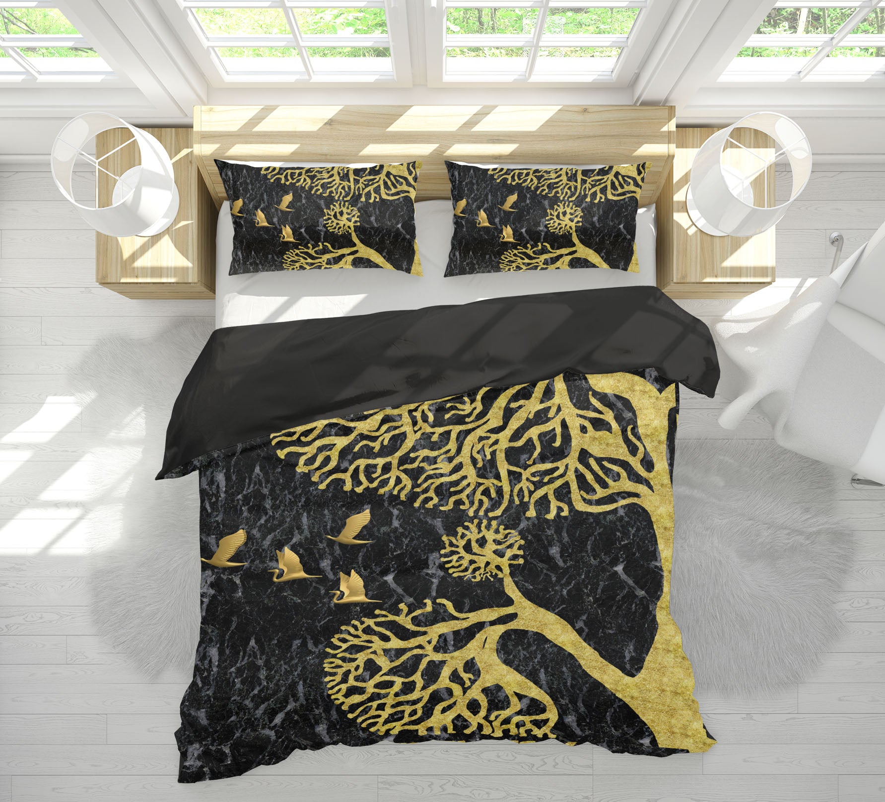 3D Golden Trees 16032 Bed Pillowcases Quilt