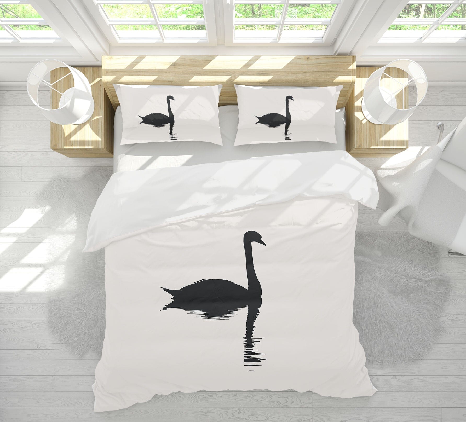 3D Swan Pattern 227 Boris Draschoff Bedding Bed Pillowcases Quilt Quiet Covers AJ Creativity Home