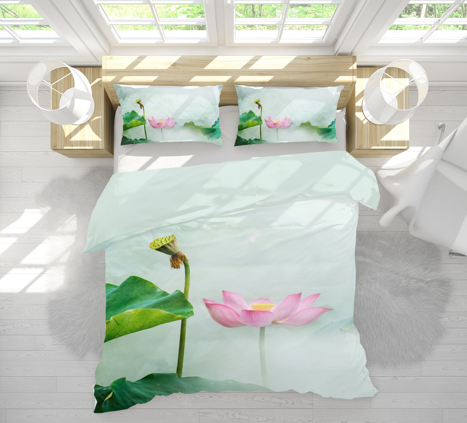 3D Lotus 12114 Bed Pillowcases Quilt