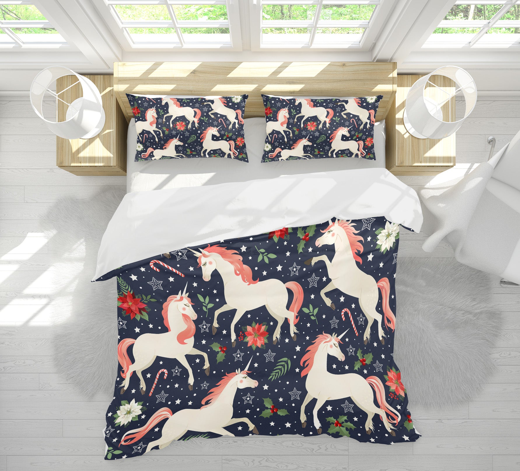 3D Unicorn Pattern 60228 Bed Pillowcases Quilt