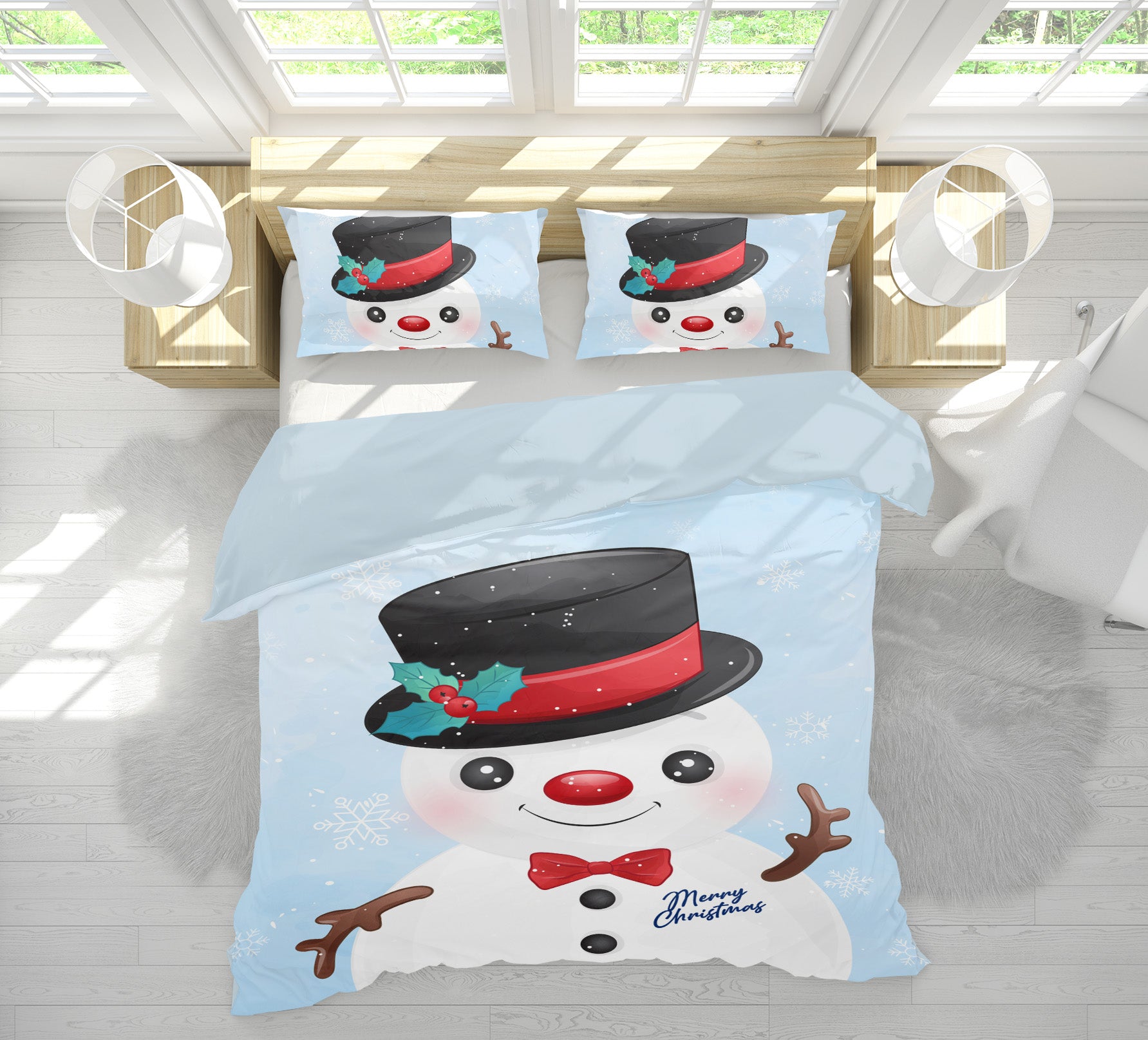 3D Snowman Hat 61116 Bed Pillowcases Quilt