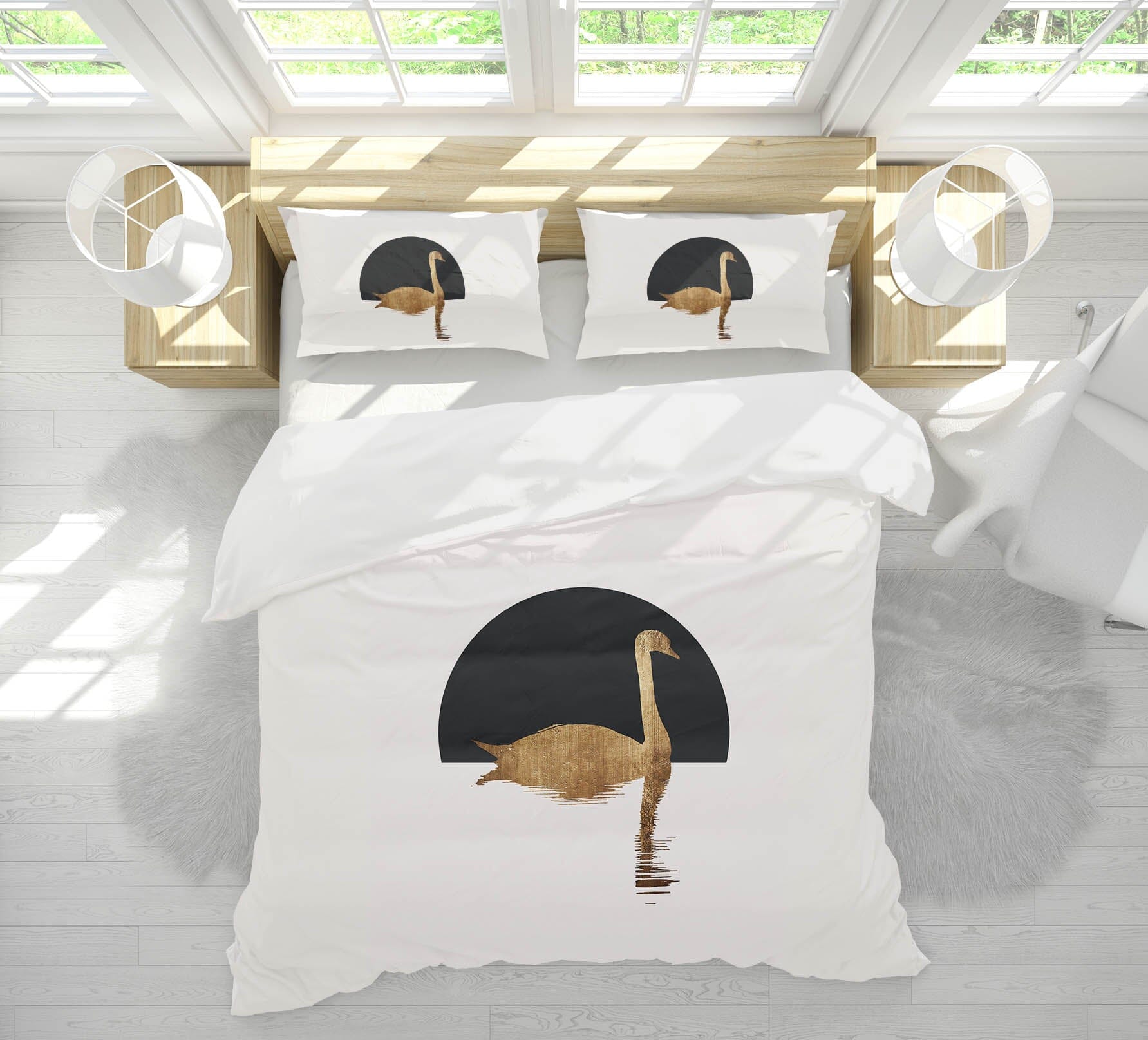 3D Black Moon Swan 224 Boris Draschoff Bedding Bed Pillowcases Quilt Quiet Covers AJ Creativity Home