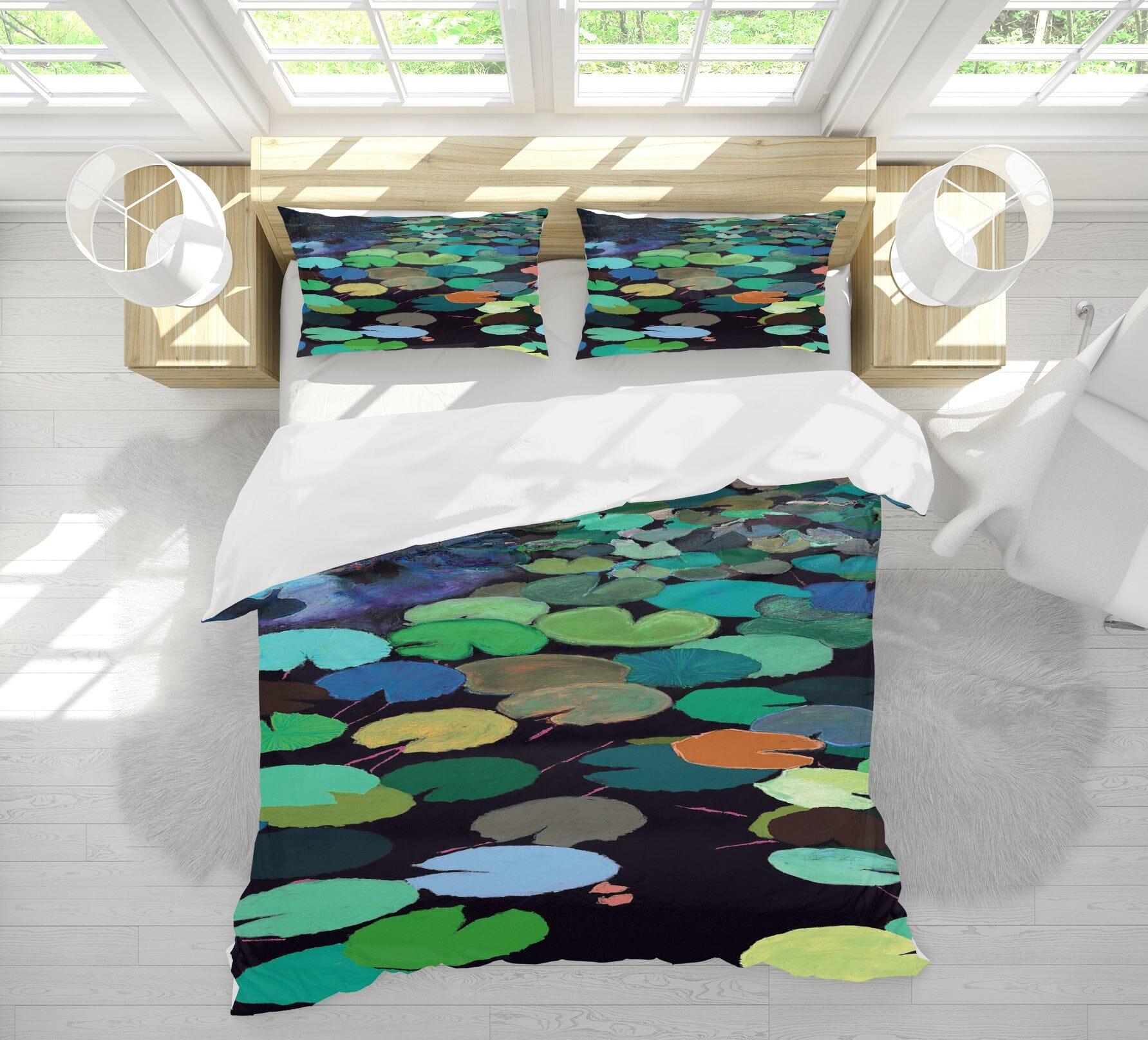 3D Pond Lotus Leaf 1106 Allan P. Friedlander Bedding Bed Pillowcases Quilt Quiet Covers AJ Creativity Home