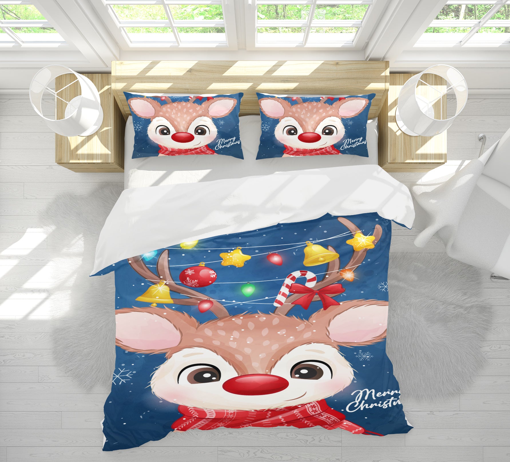 3D Deer 51056 Christmas Quilt Duvet Cover Xmas Bed Pillowcases