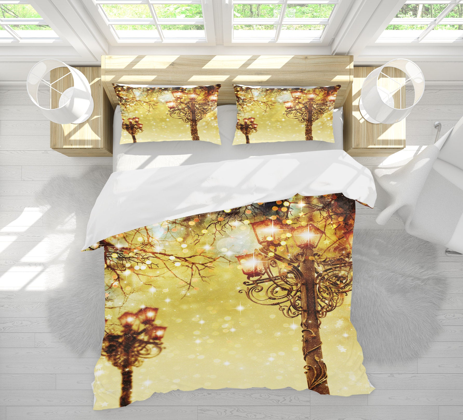 3D Street Lamp 51086 Christmas Quilt Duvet Cover Xmas Bed Pillowcases