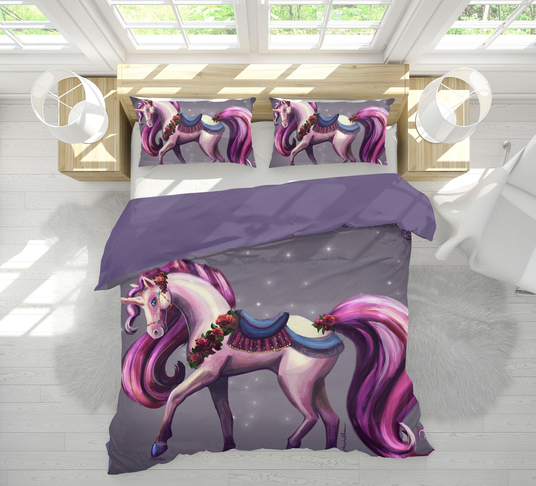 3D Unicorn Queen 118 Rose Catherine Khan Bedding Bed Pillowcases Quilt Quiet Covers AJ Creativity Home