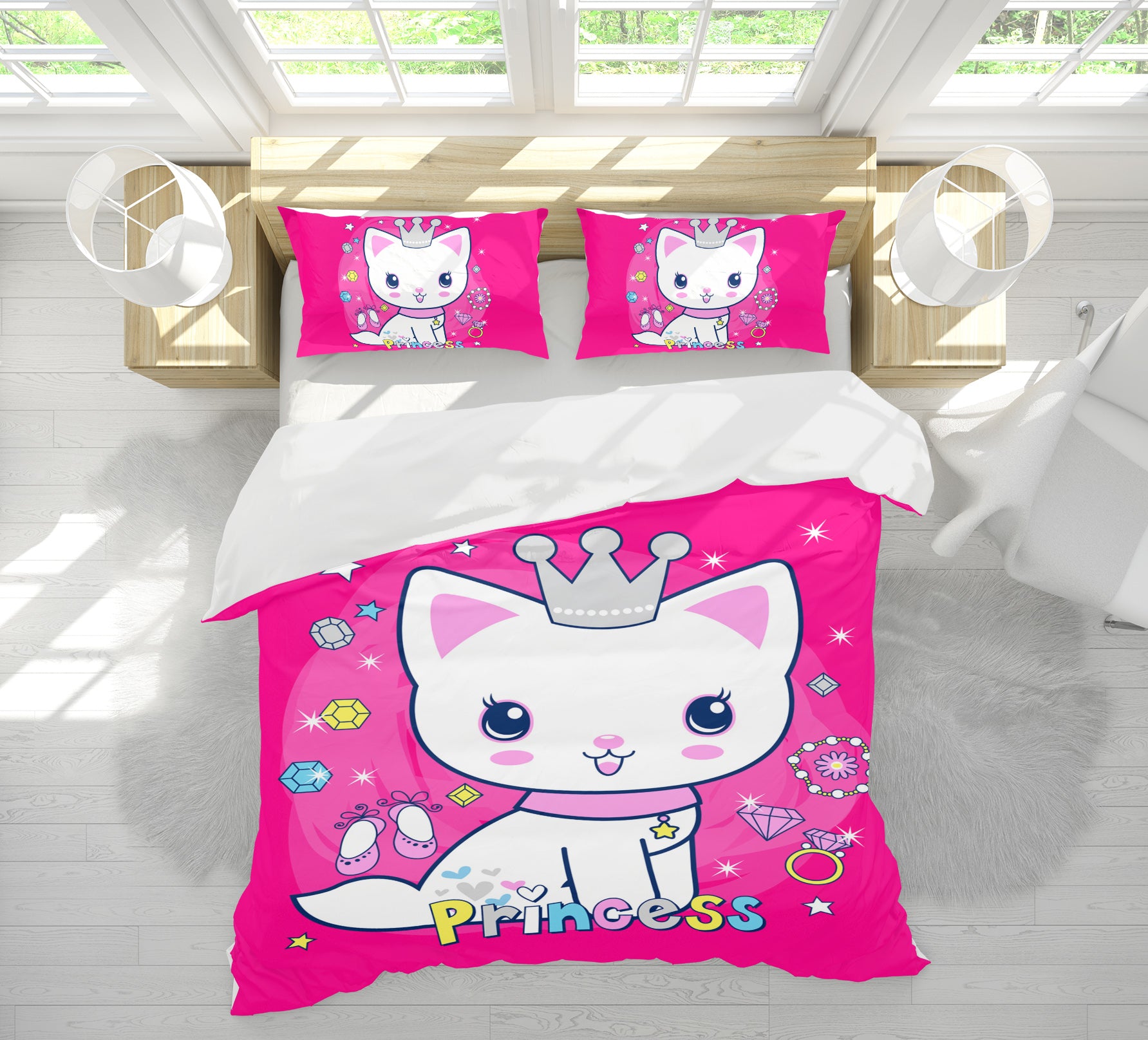 3D Crown Cat 58207 Bed Pillowcases Quilt