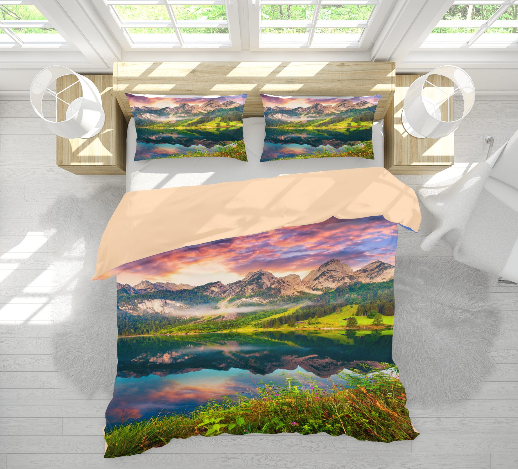 3D Mountains Rivers 15106 Bed Pillowcases Quilt