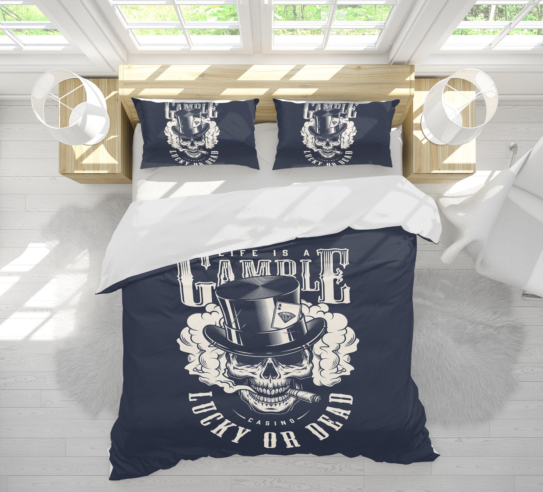 3D Black Skull Cigarette 61080 Bed Pillowcases Quilt