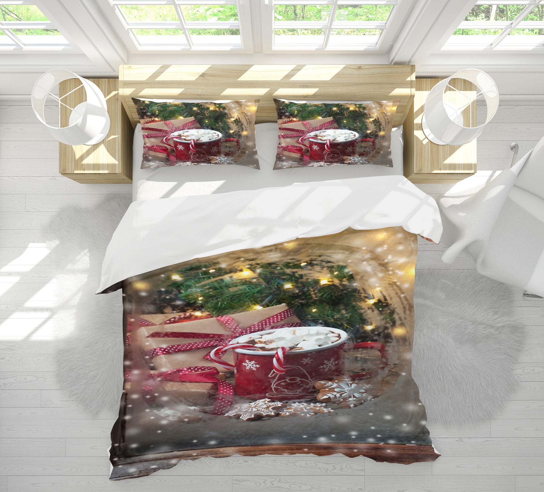 3D Water Cup 51156 Christmas Quilt Duvet Cover Xmas Bed Pillowcases