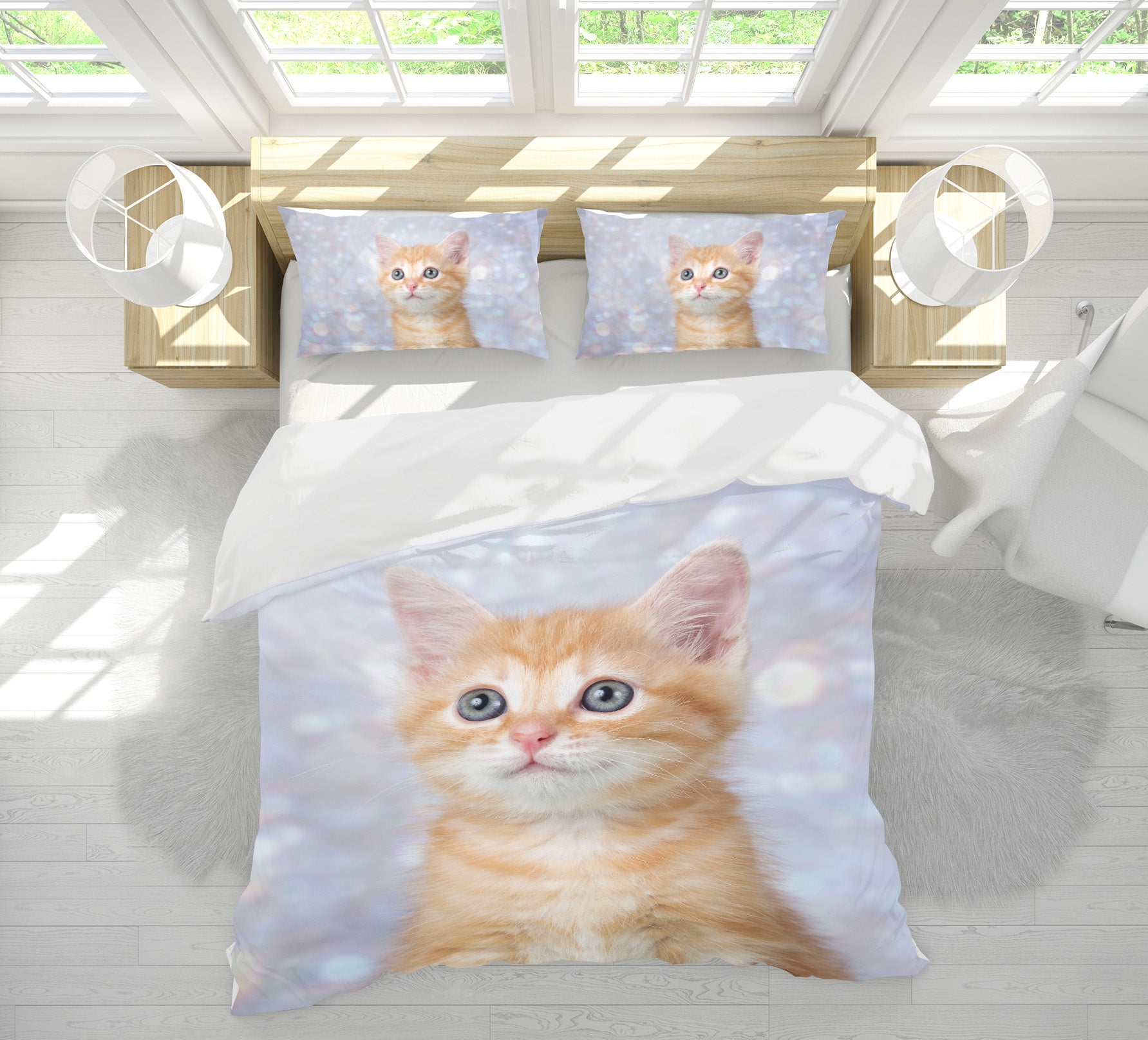 3D Little Orange Cat 15074 Bed Pillowcases Quilt