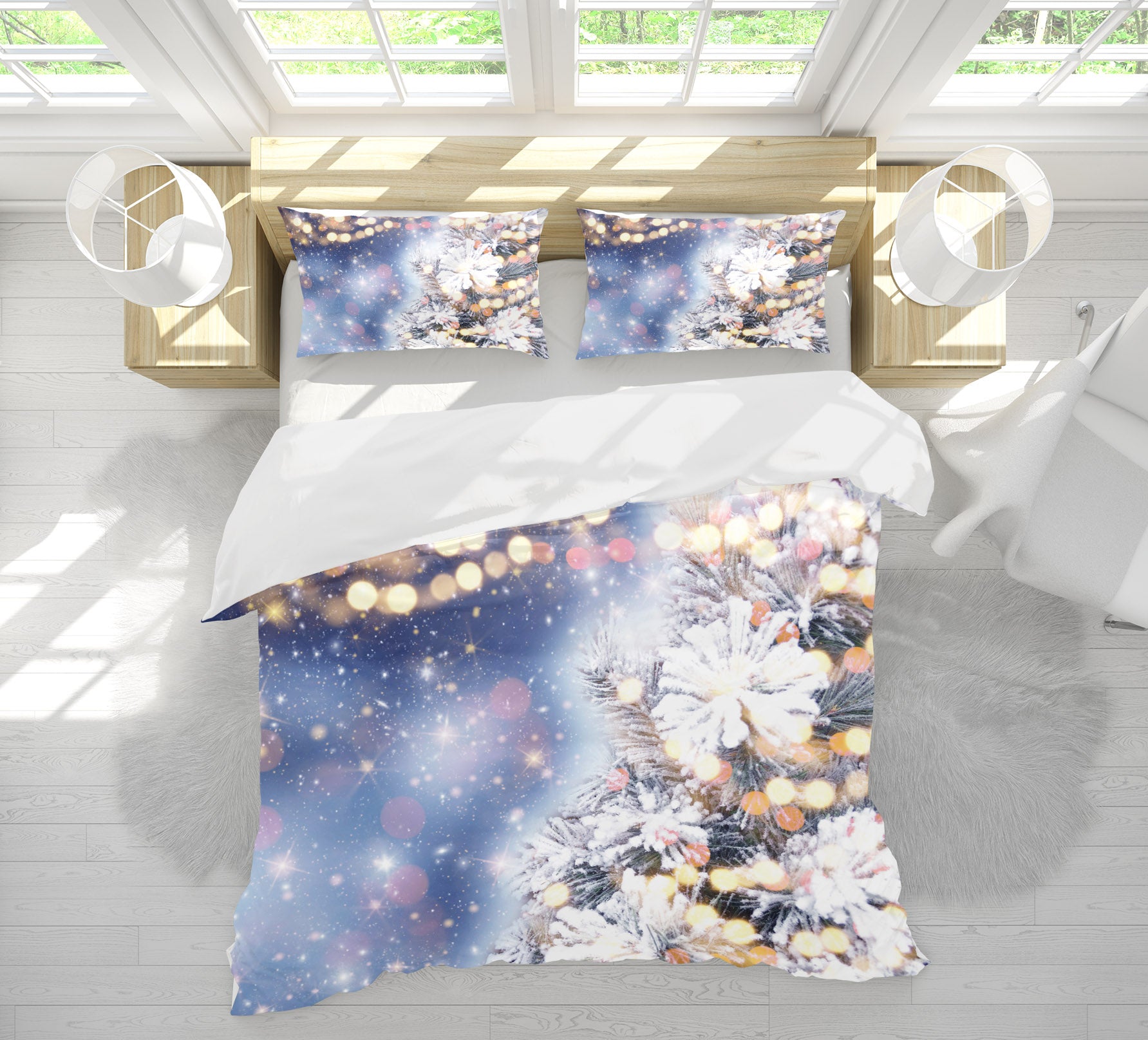 3D Branches Snow 51152 Christmas Quilt Duvet Cover Xmas Bed Pillowcases