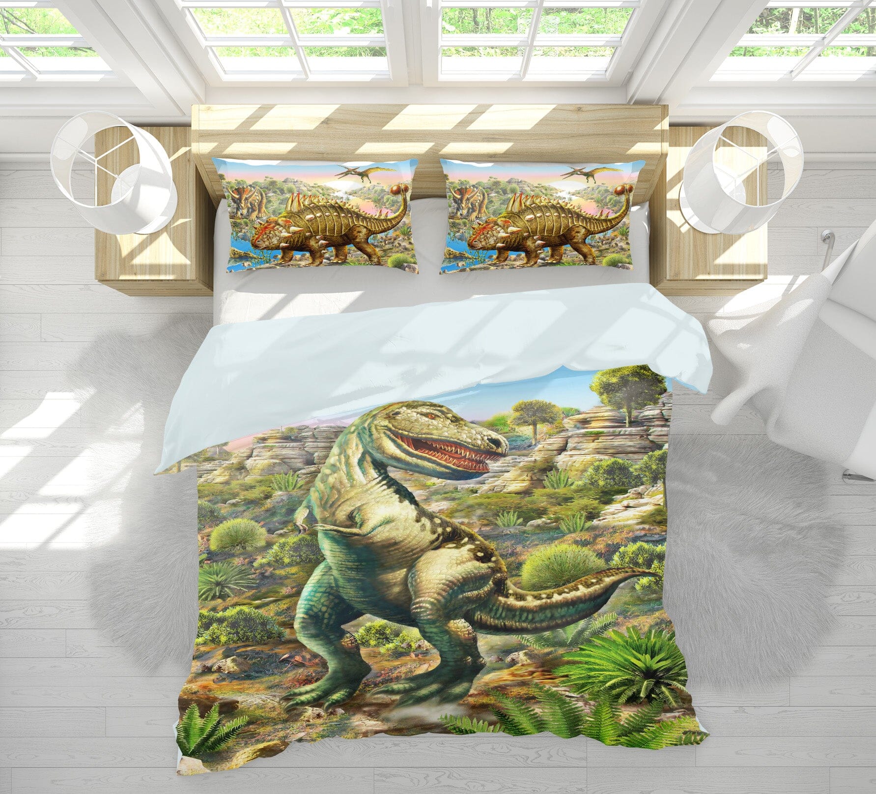 3D Dinosaur World 2103 Adrian Chesterman Bedding Bed Pillowcases Quilt Quiet Covers AJ Creativity Home