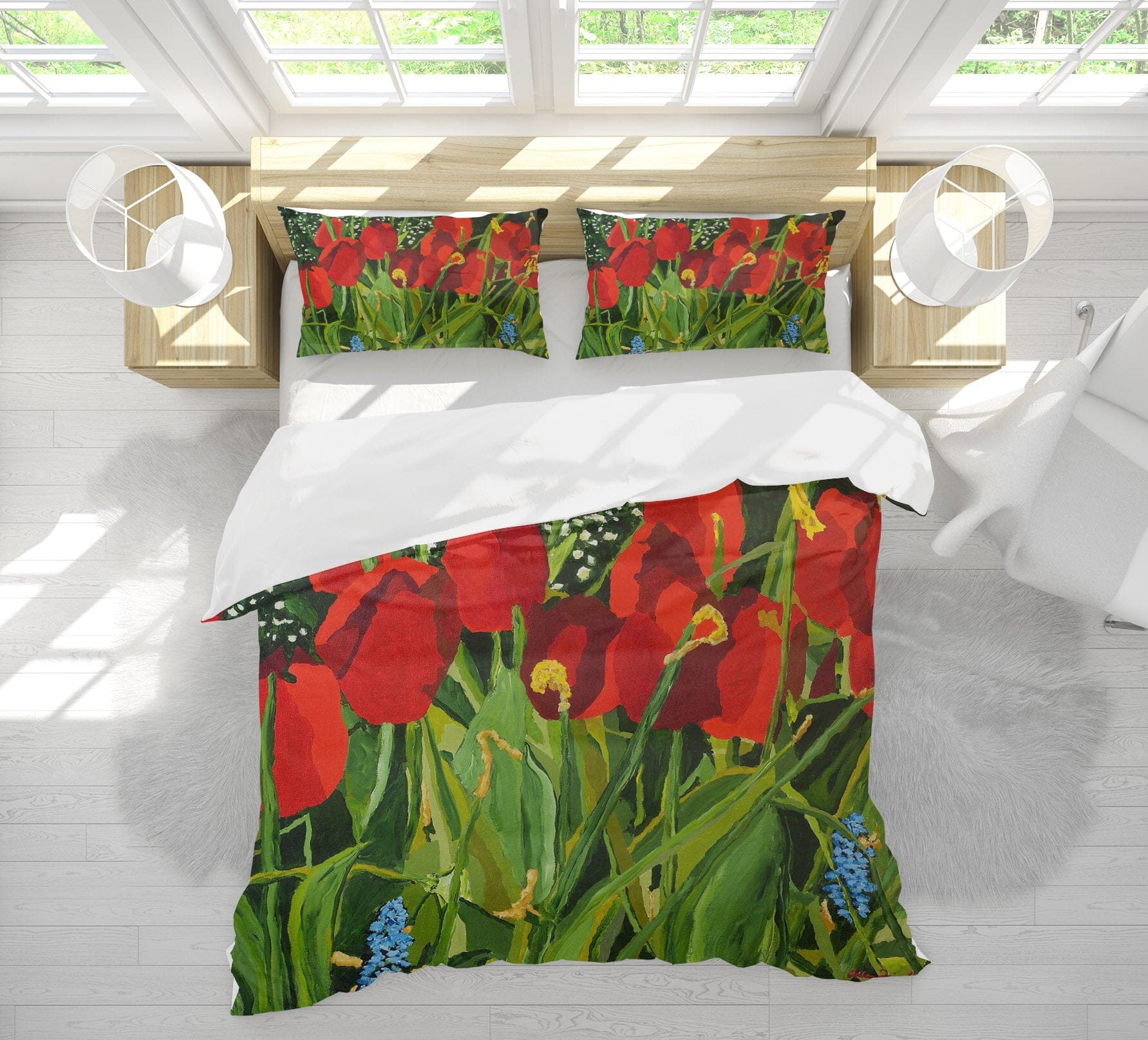 3D Red Flower Growing 1037 Allan P. Friedlander Bedding Bed Pillowcases Quilt Quiet Covers AJ Creativity Home