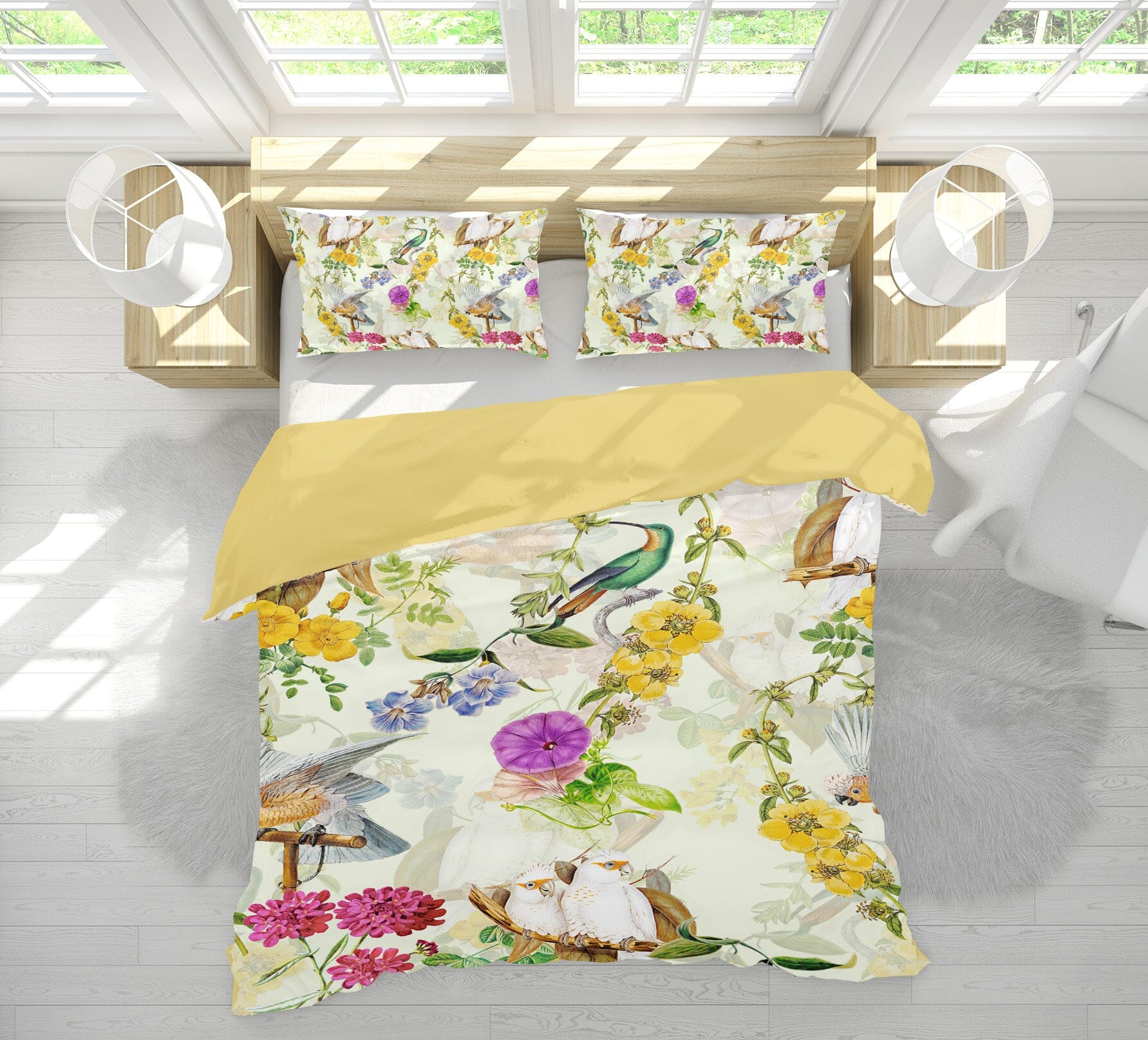 3D White Parrot Flower 109 Uta Naumann Bedding Bed Pillowcases Quilt Quiet Covers AJ Creativity Home