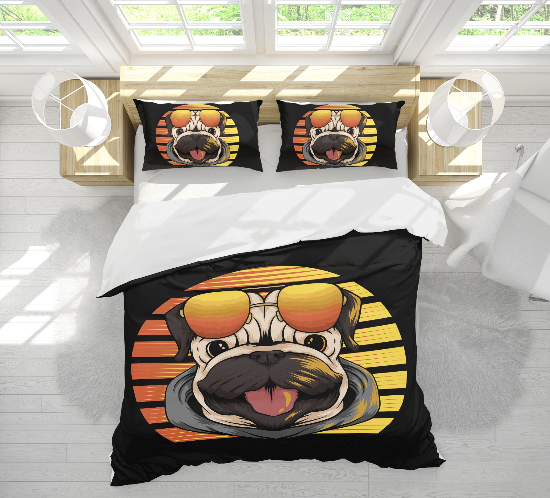 3D Dog Sunglasses 58241 Bed Pillowcases Quilt