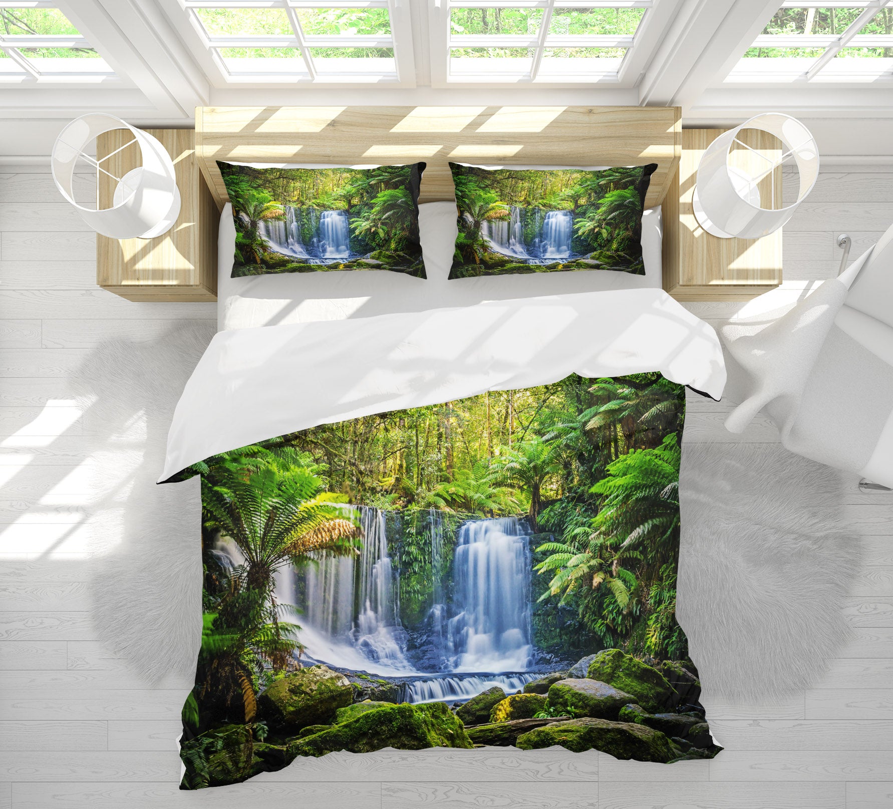 3D Jungle Waterfall 60202 Bed Pillowcases Quilt