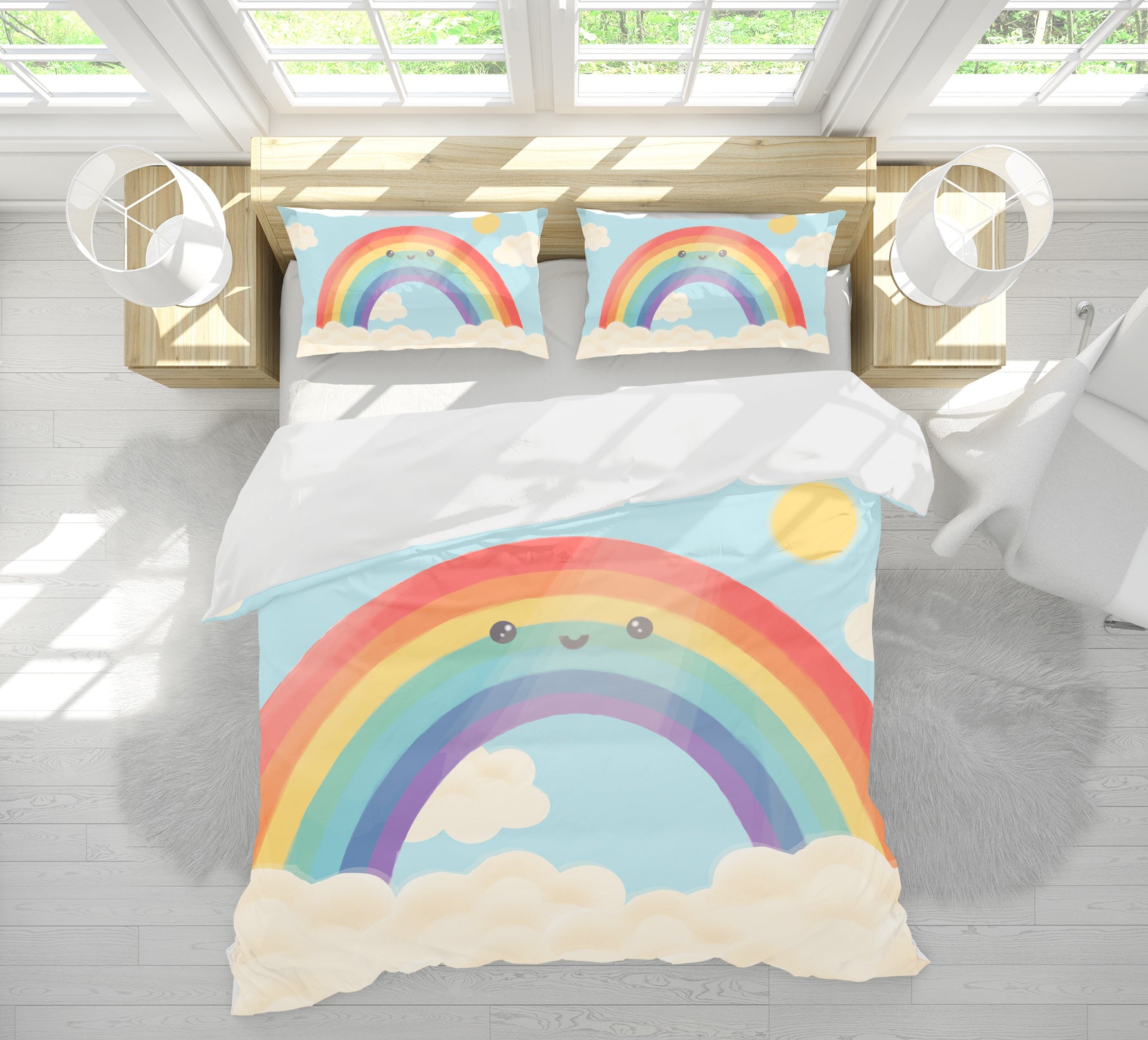 3D Rainbow Cloud 60221 Bed Pillowcases Quilt