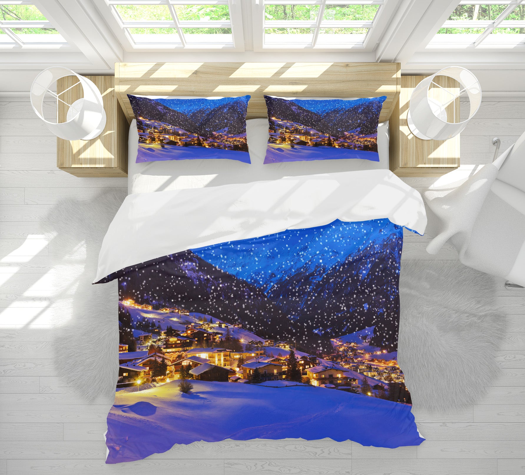 3D Snow Mountain House 51131 Christmas Quilt Duvet Cover Xmas Bed Pillowcases