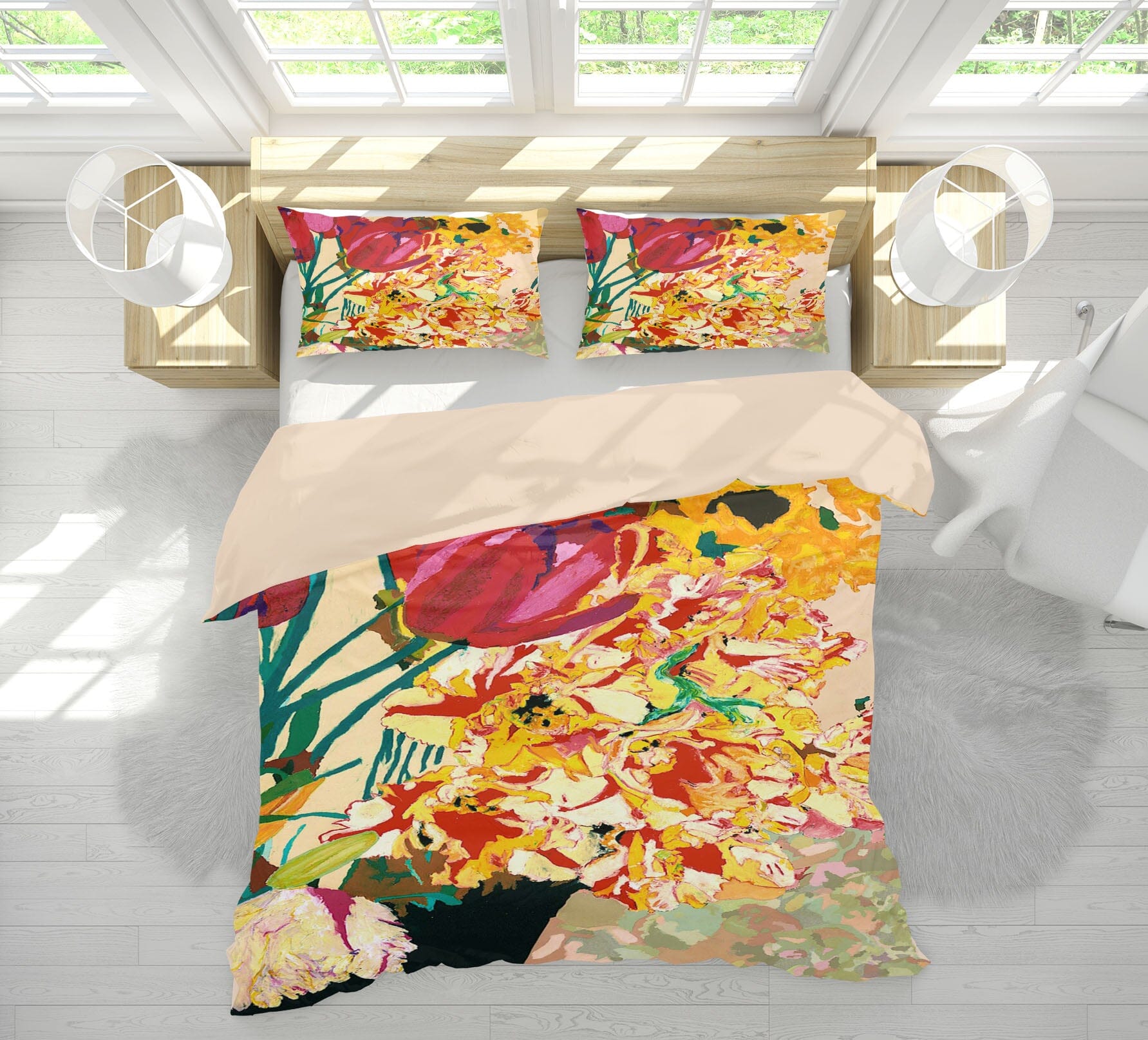 3D Yellow Flower Blossom 1169 Allan P. Friedlander Bedding Bed Pillowcases Quilt Quiet Covers AJ Creativity Home