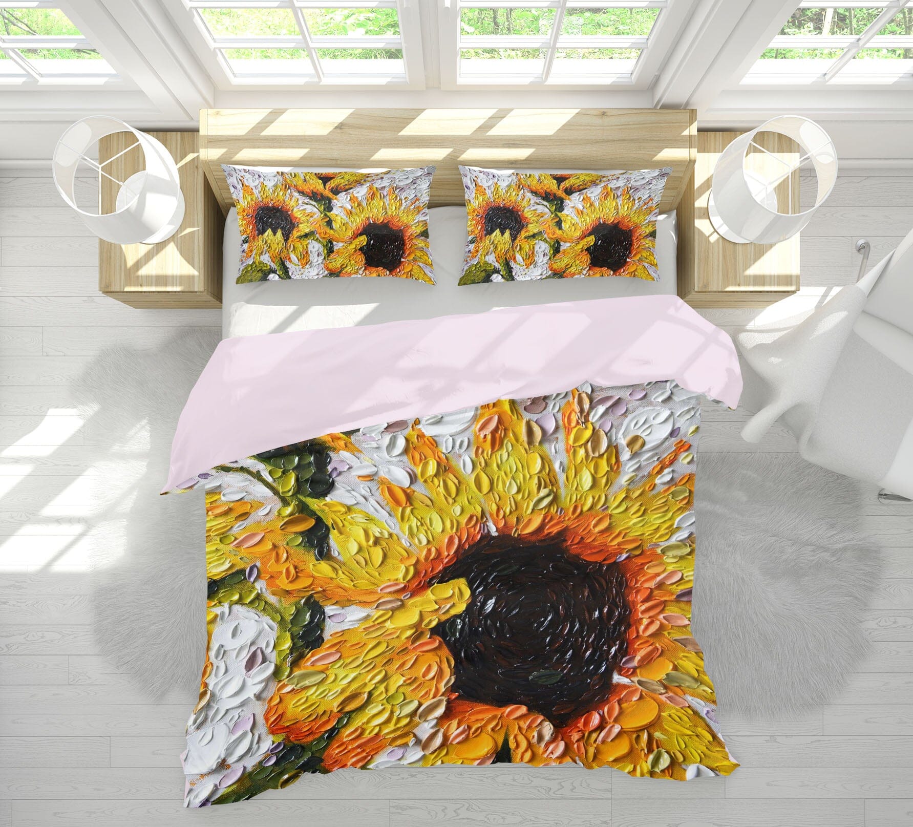 3D Sunflowers 2108 Dena Tollefson bedding Bed Pillowcases Quilt Quiet Covers AJ Creativity Home