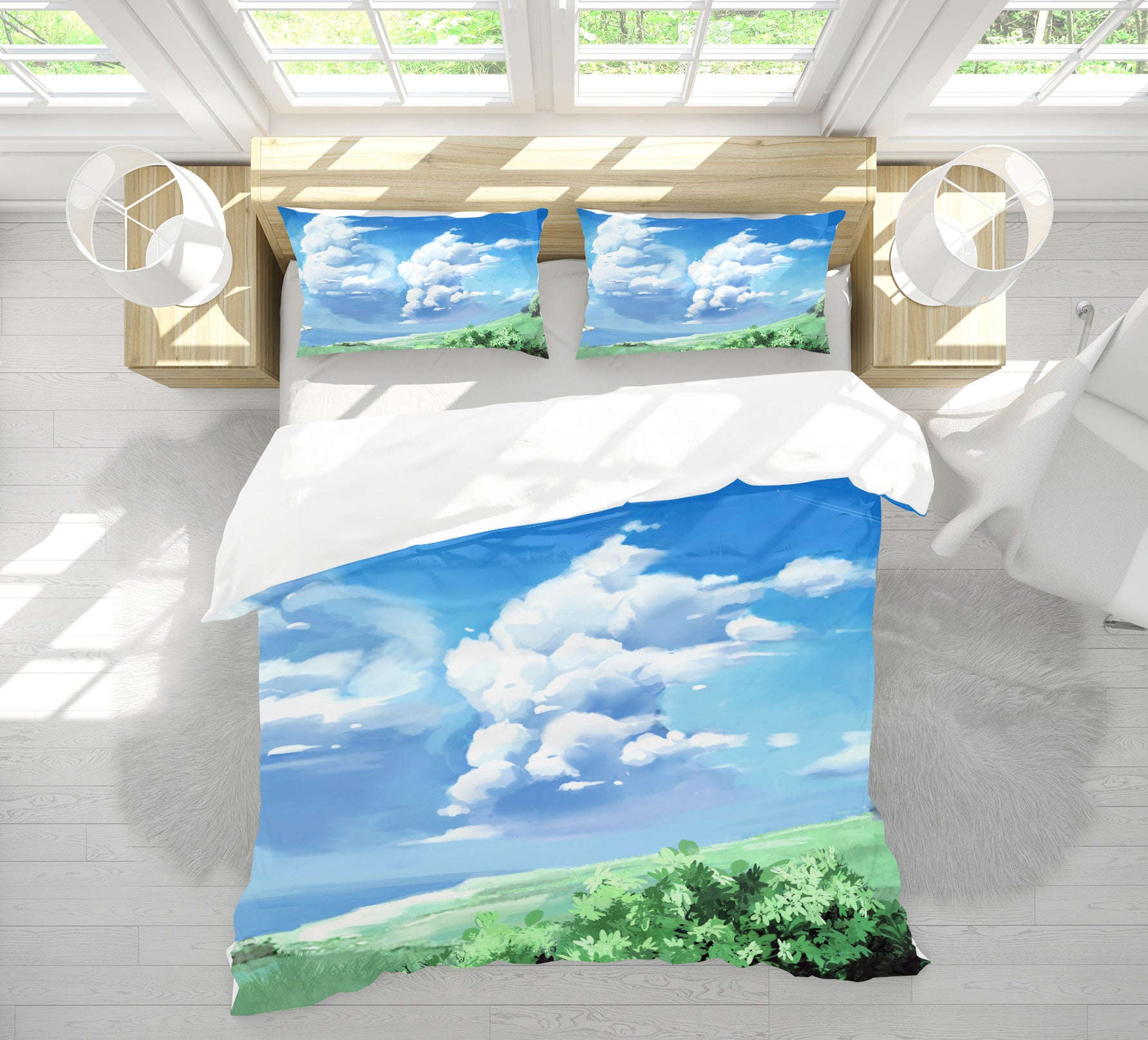 3D Blue Sky Grass 12012 Bed Pillowcases Quilt