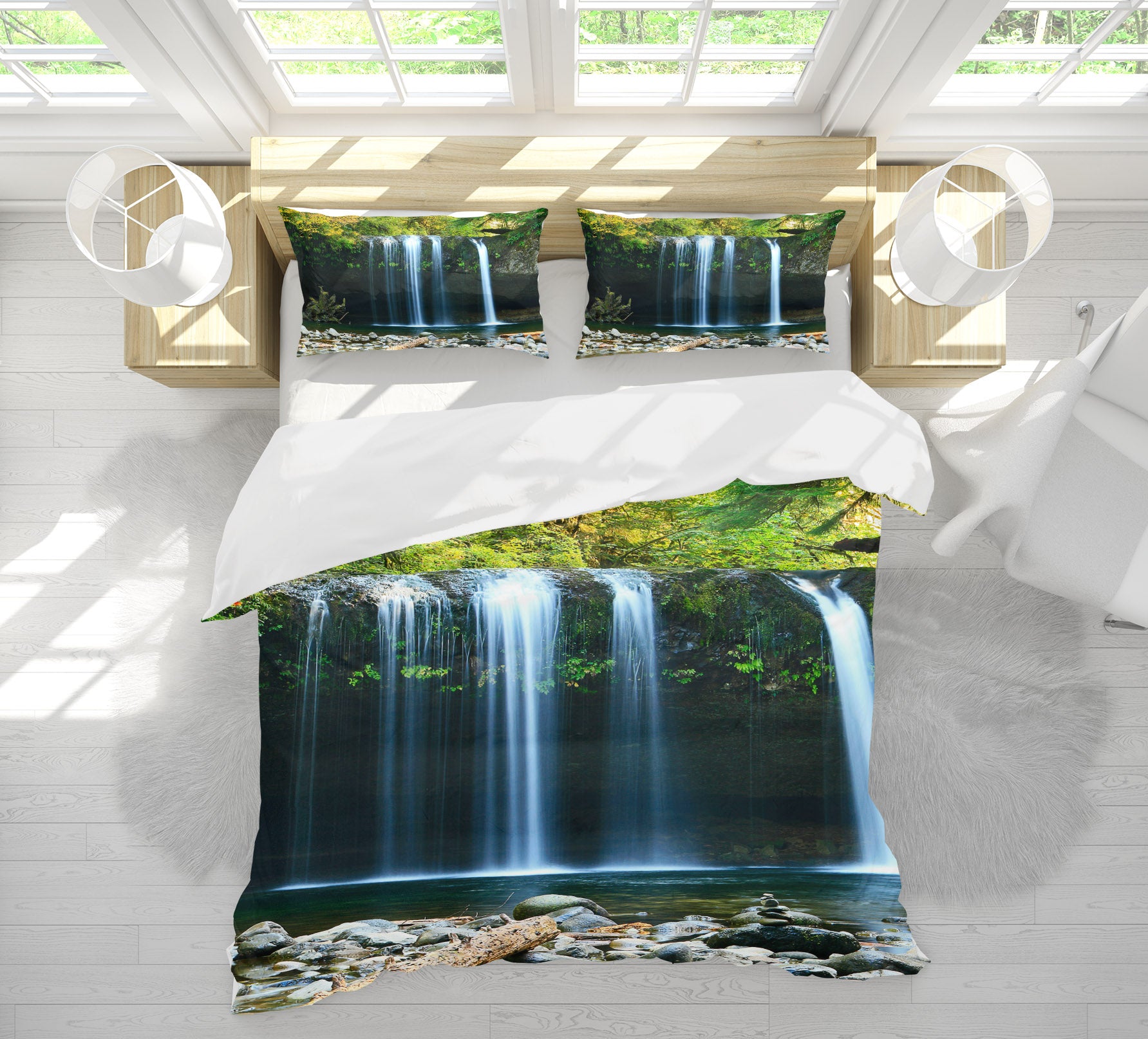 3D Waterfall 19200 Bed Pillowcases Quilt