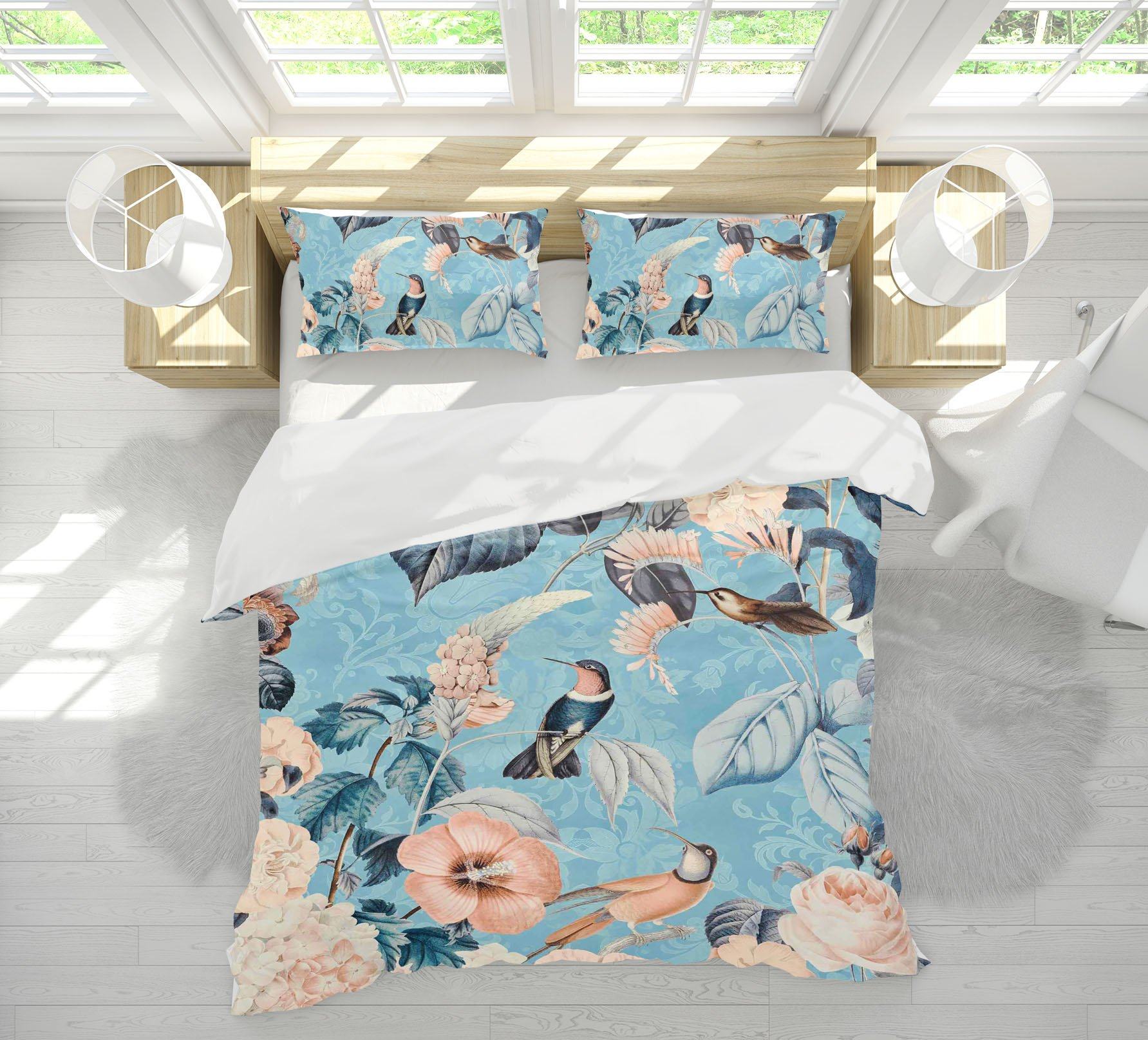3D Bird Flowers 2122 Andrea haase Bedding Bed Pillowcases Quilt Quiet Covers AJ Creativity Home