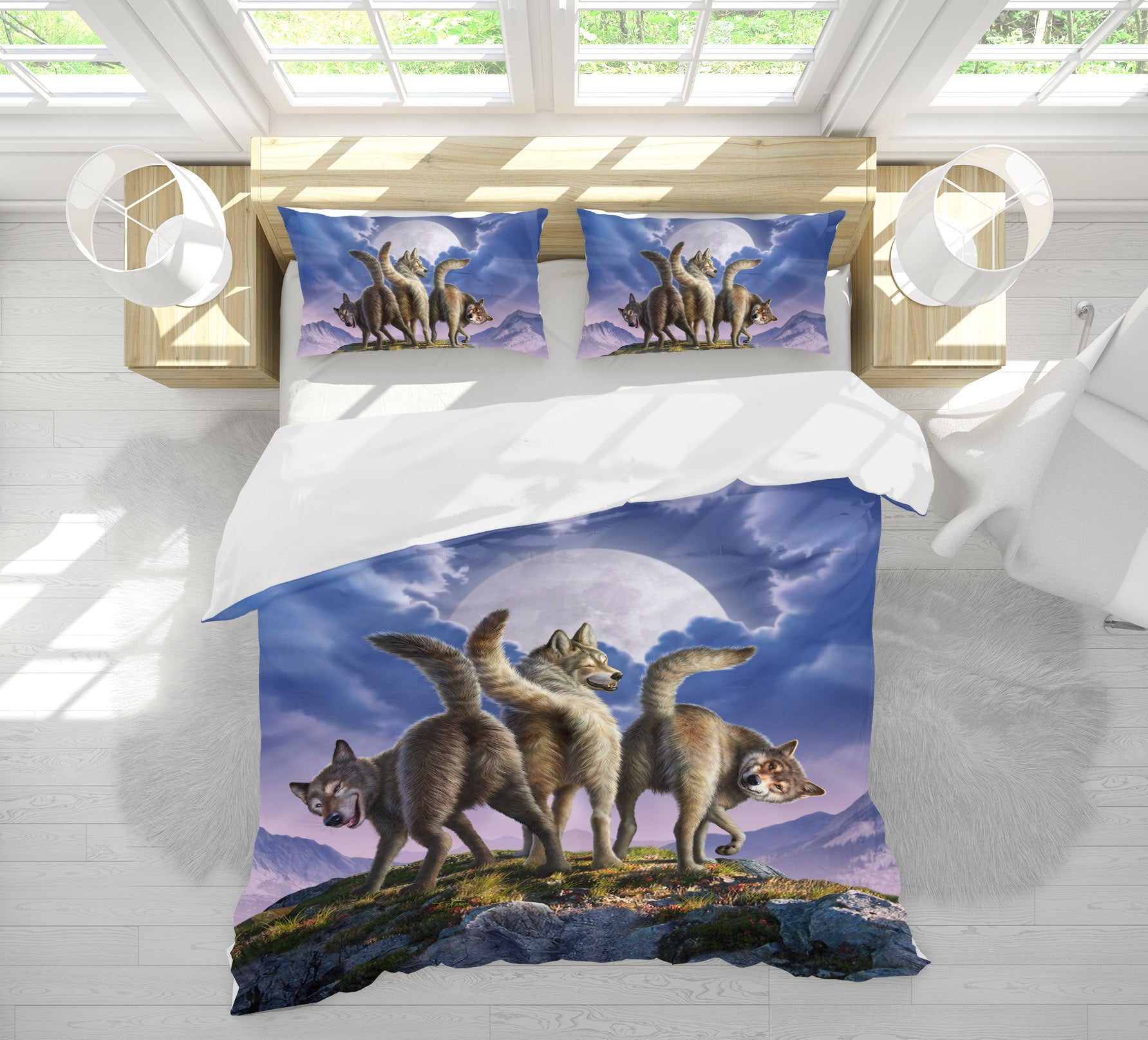 3D Wolf Moon 86017 Jerry LoFaro bedding Bed Pillowcases Quilt