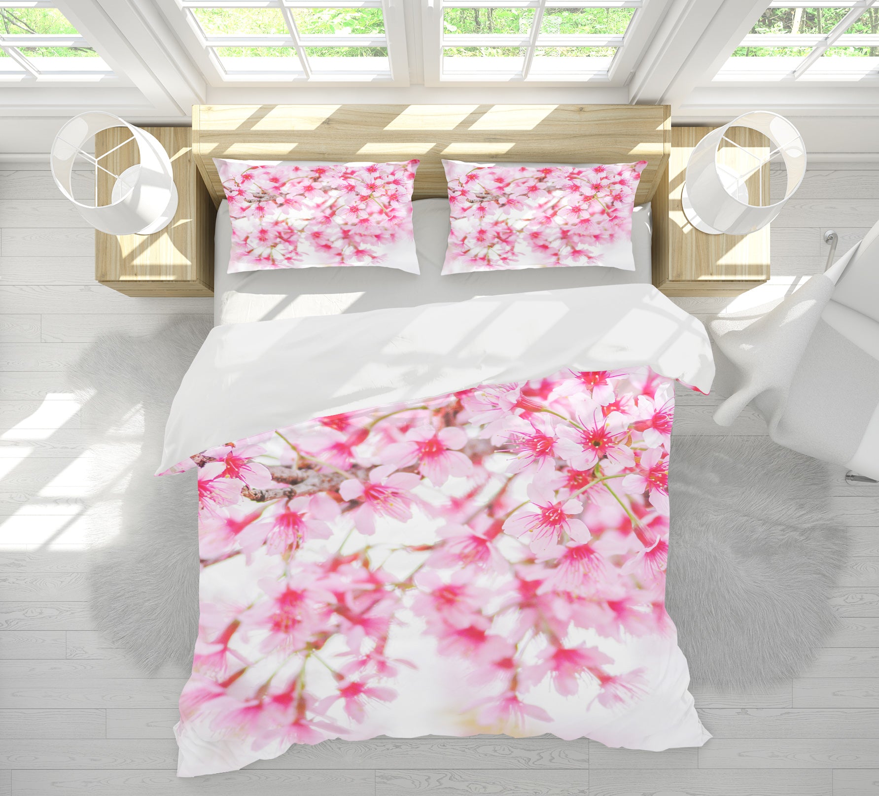 3D Pink Flowers 60132 Bed Pillowcases Quilt