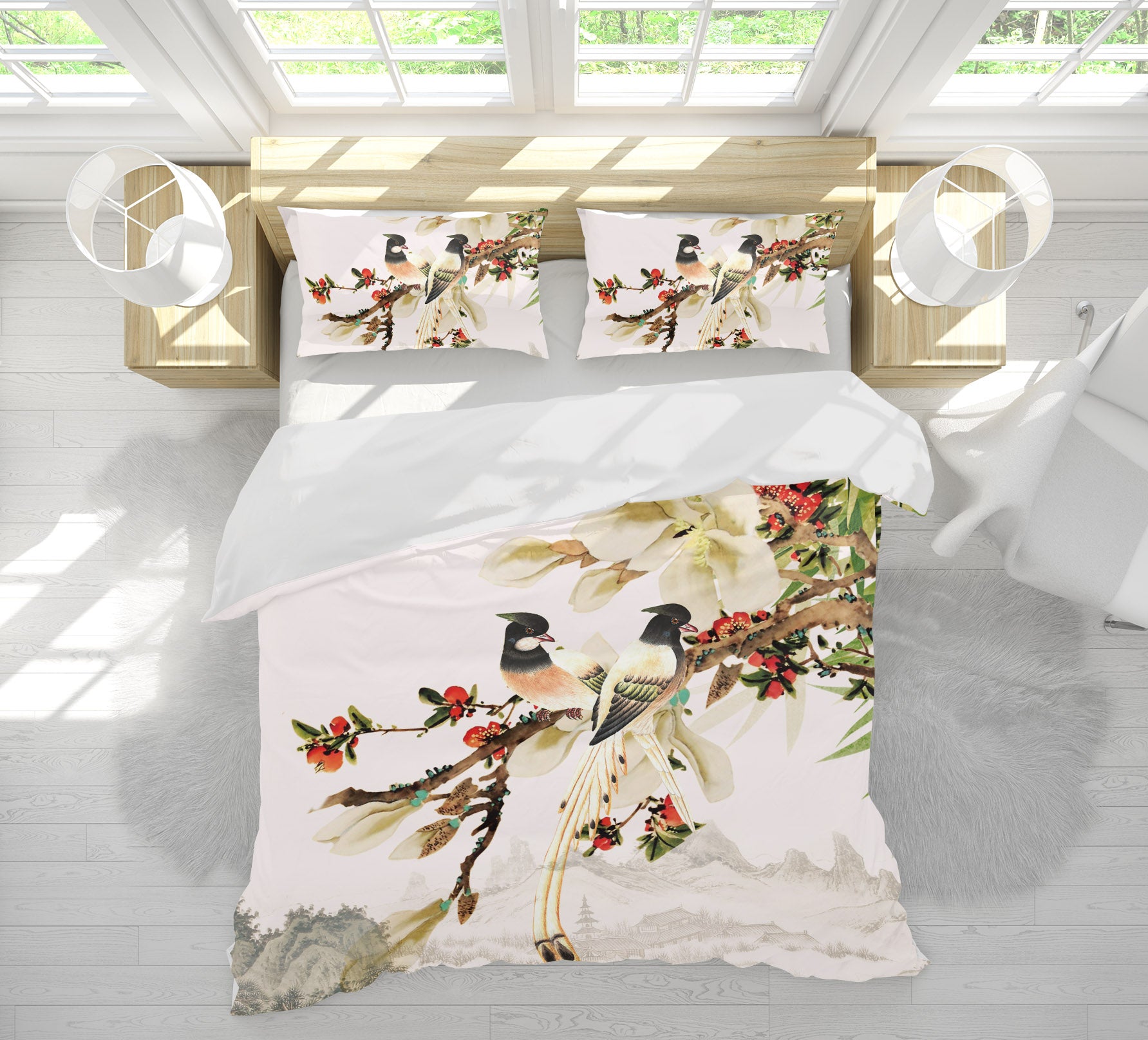 3D Branch Bird 16013 Bed Pillowcases Quilt