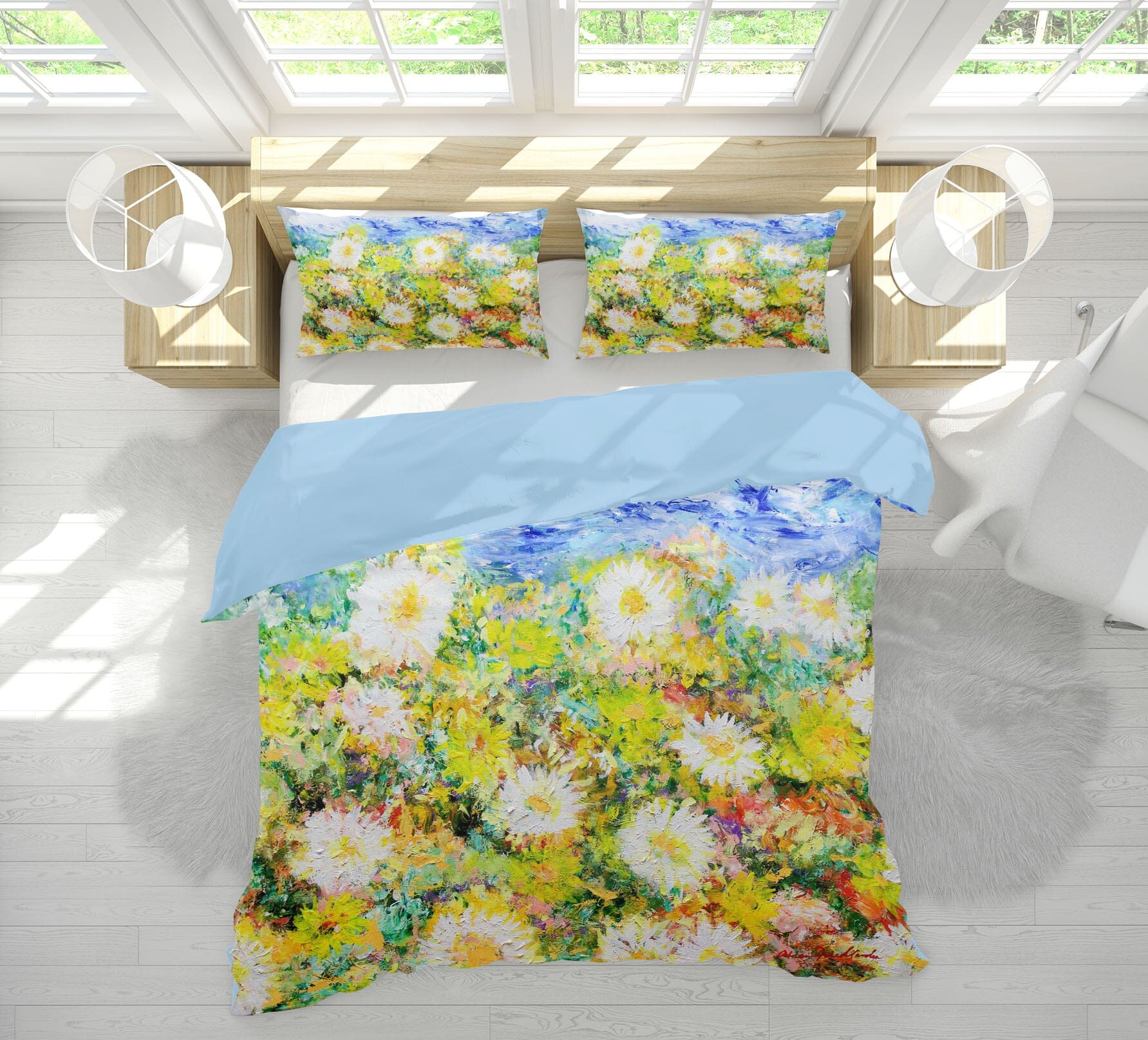 3D White Chrysanthemum 1146 Allan P. Friedlander Bedding Bed Pillowcases Quilt Quiet Covers AJ Creativity Home