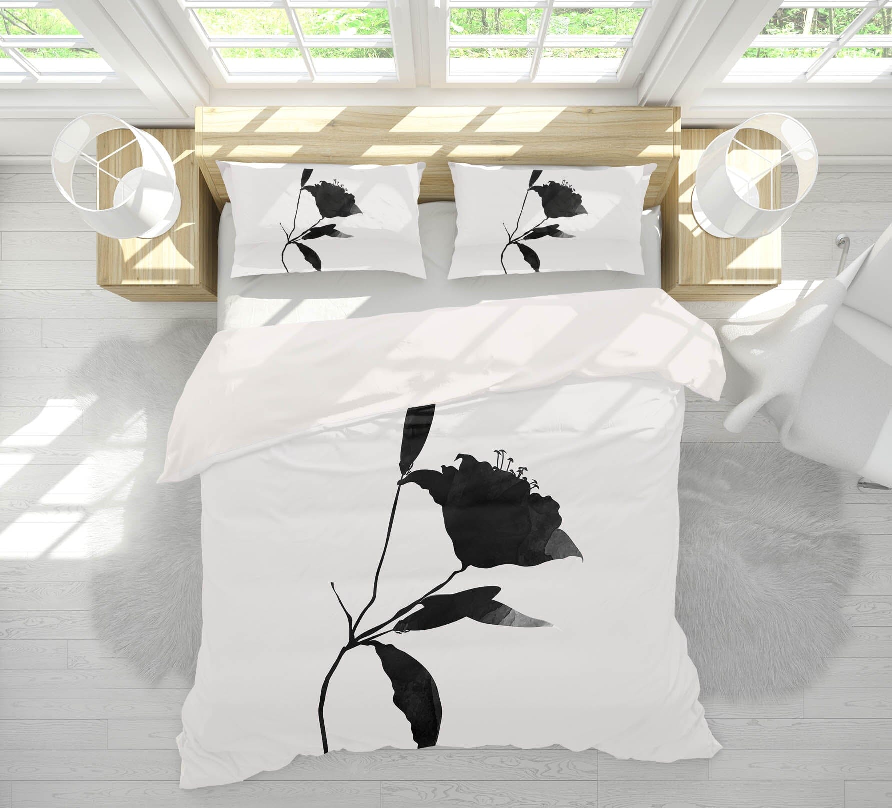 3D Black Flower 190 Boris Draschoff Bedding Bed Pillowcases Quilt Quiet Covers AJ Creativity Home