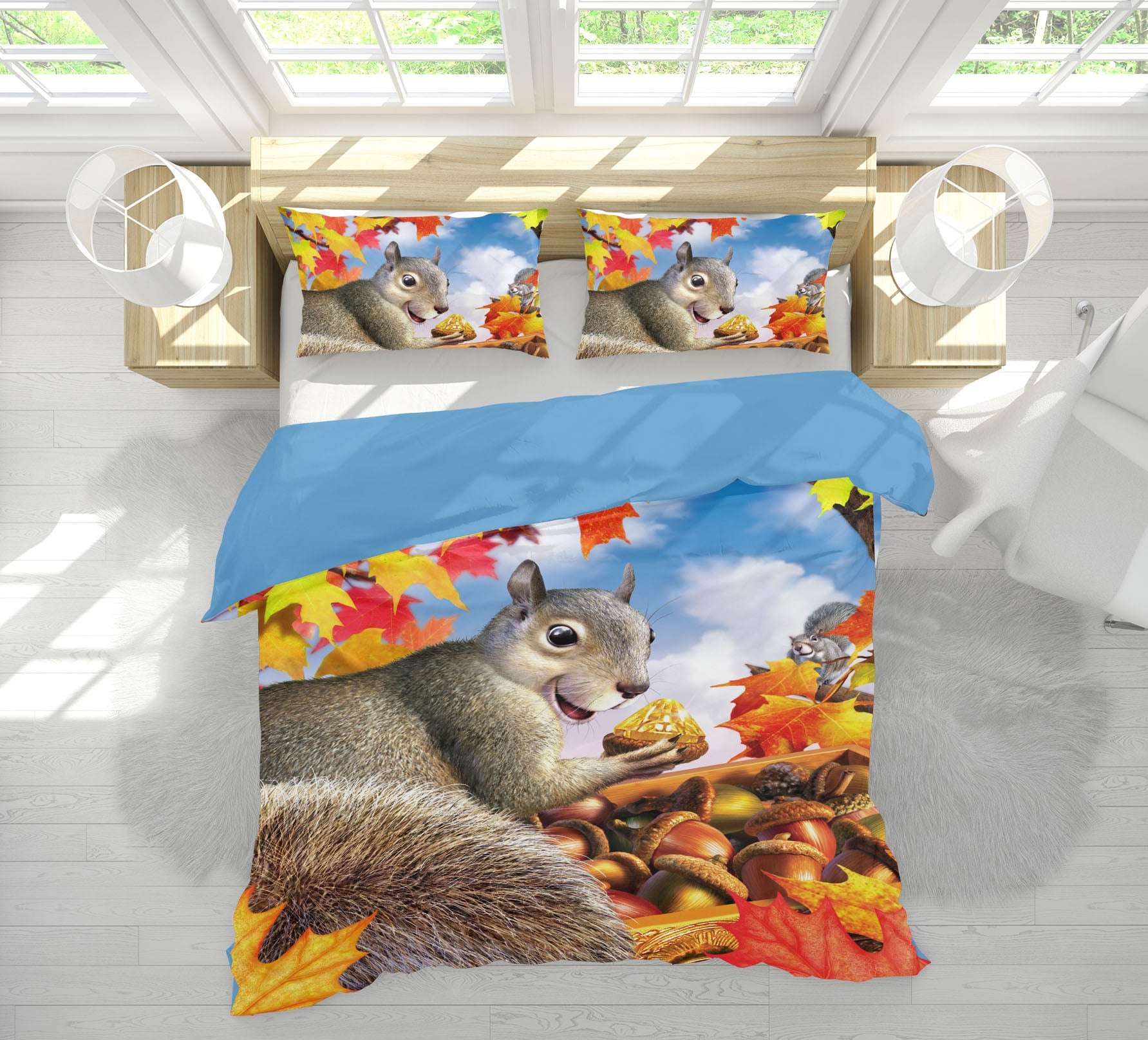 3D Squirrel Treasure 18070 Jerry LoFaro bedding Bed Pillowcases Quilt