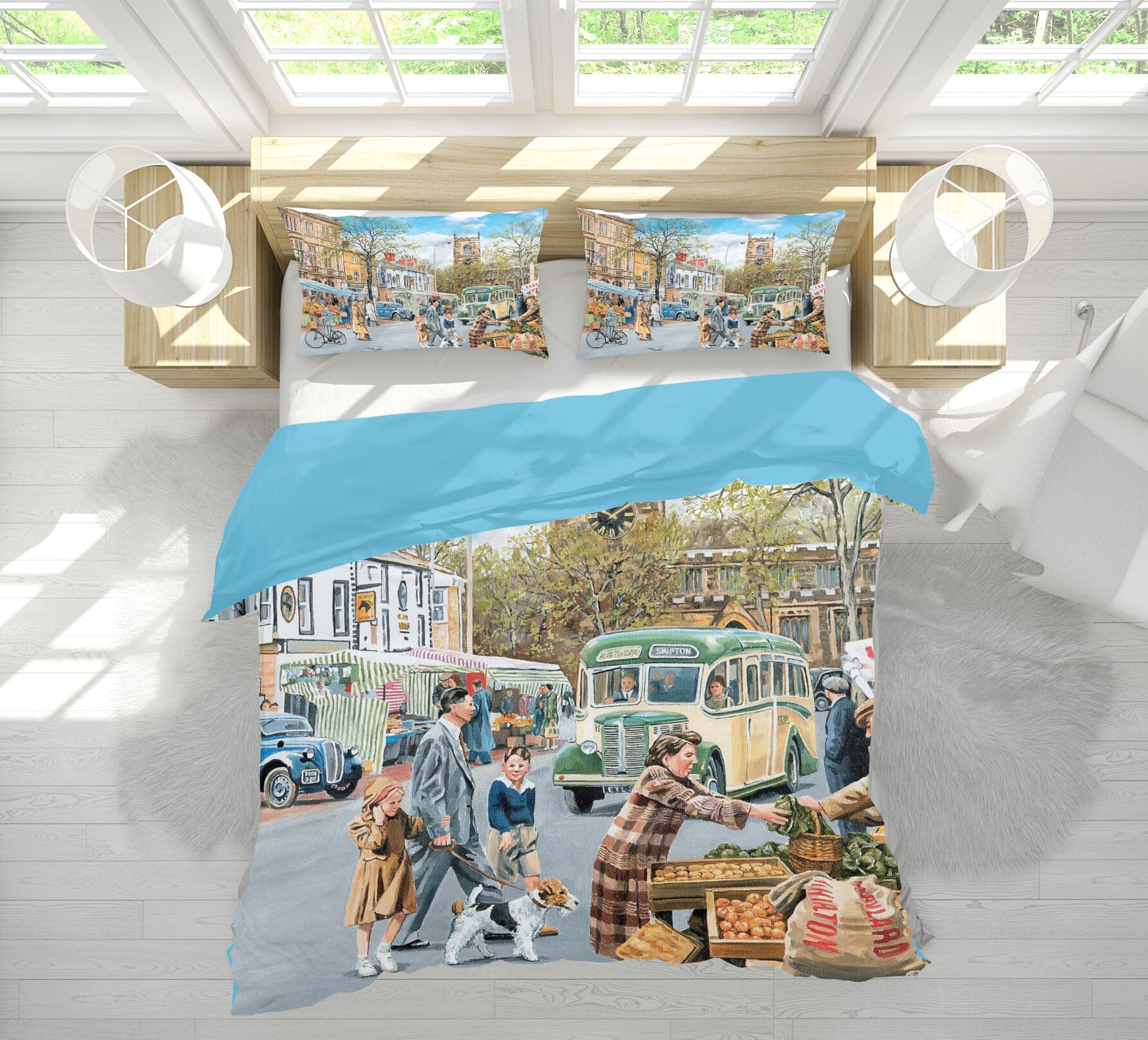 3D Market Day 2037 Trevor Mitchell bedding Bed Pillowcases Quilt Quiet Covers AJ Creativity Home