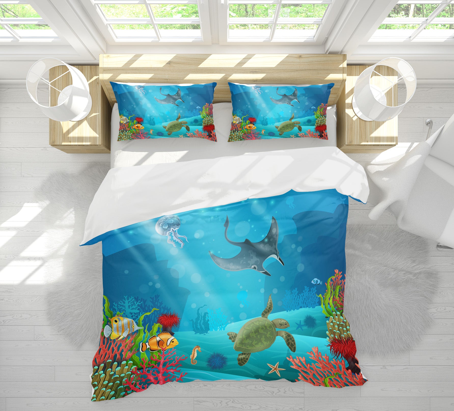 3D Sea Animals 19156 Bed Pillowcases Quilt