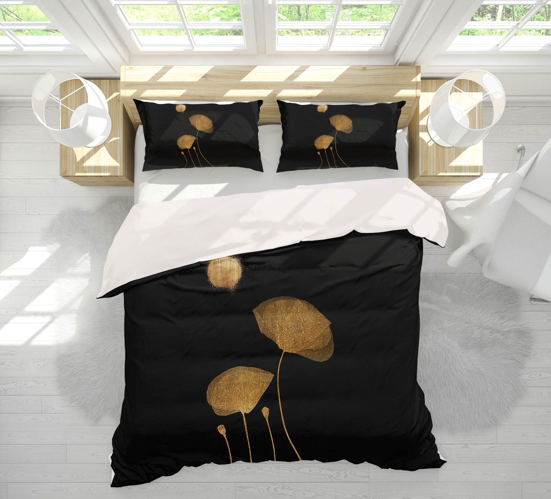 3D Golden Lotus Leaf 185 Boris Draschoff Bedding Bed Pillowcases Quilt Quiet Covers AJ Creativity Home