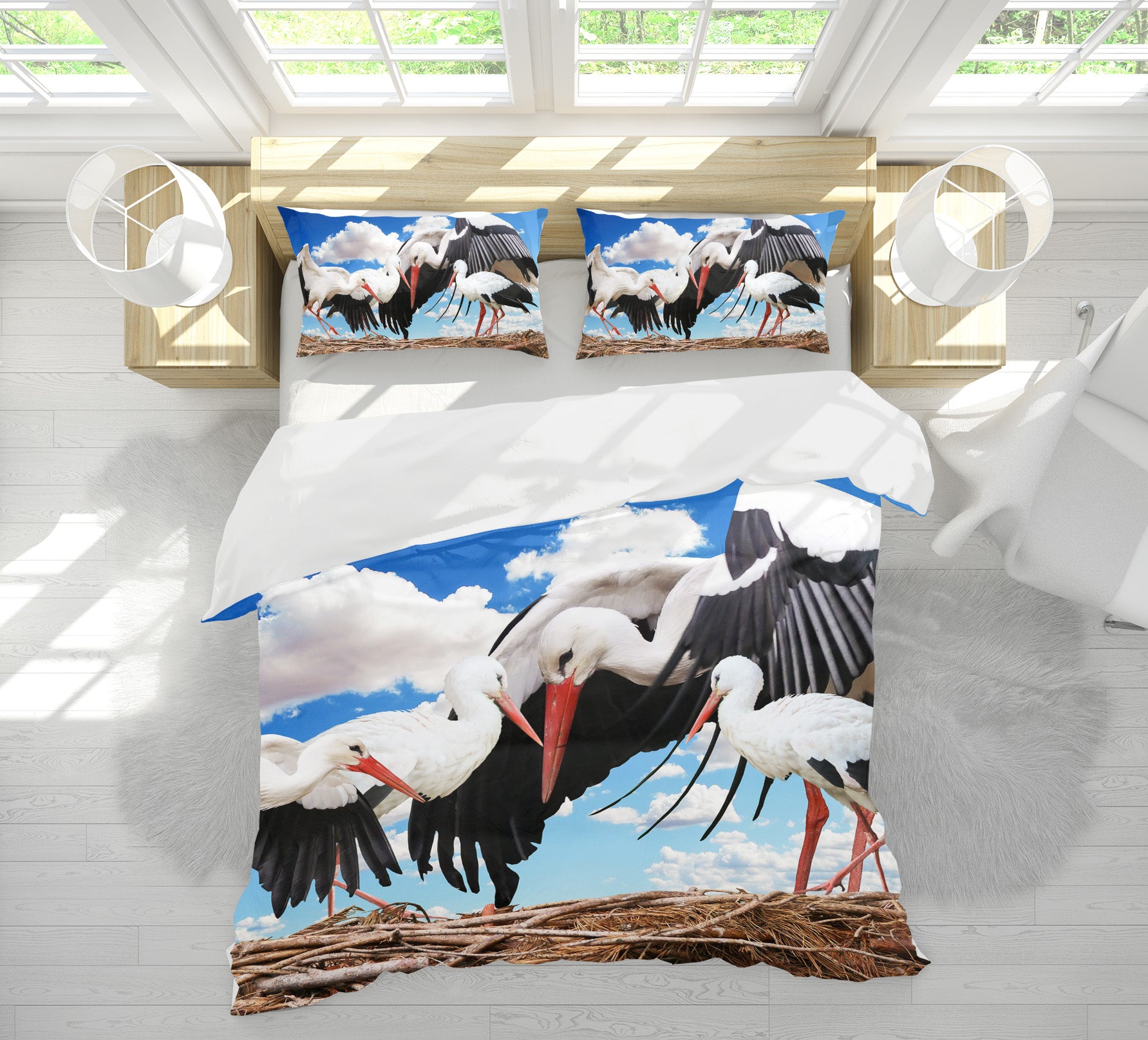 3D Crane 19233 Bed Pillowcases Quilt