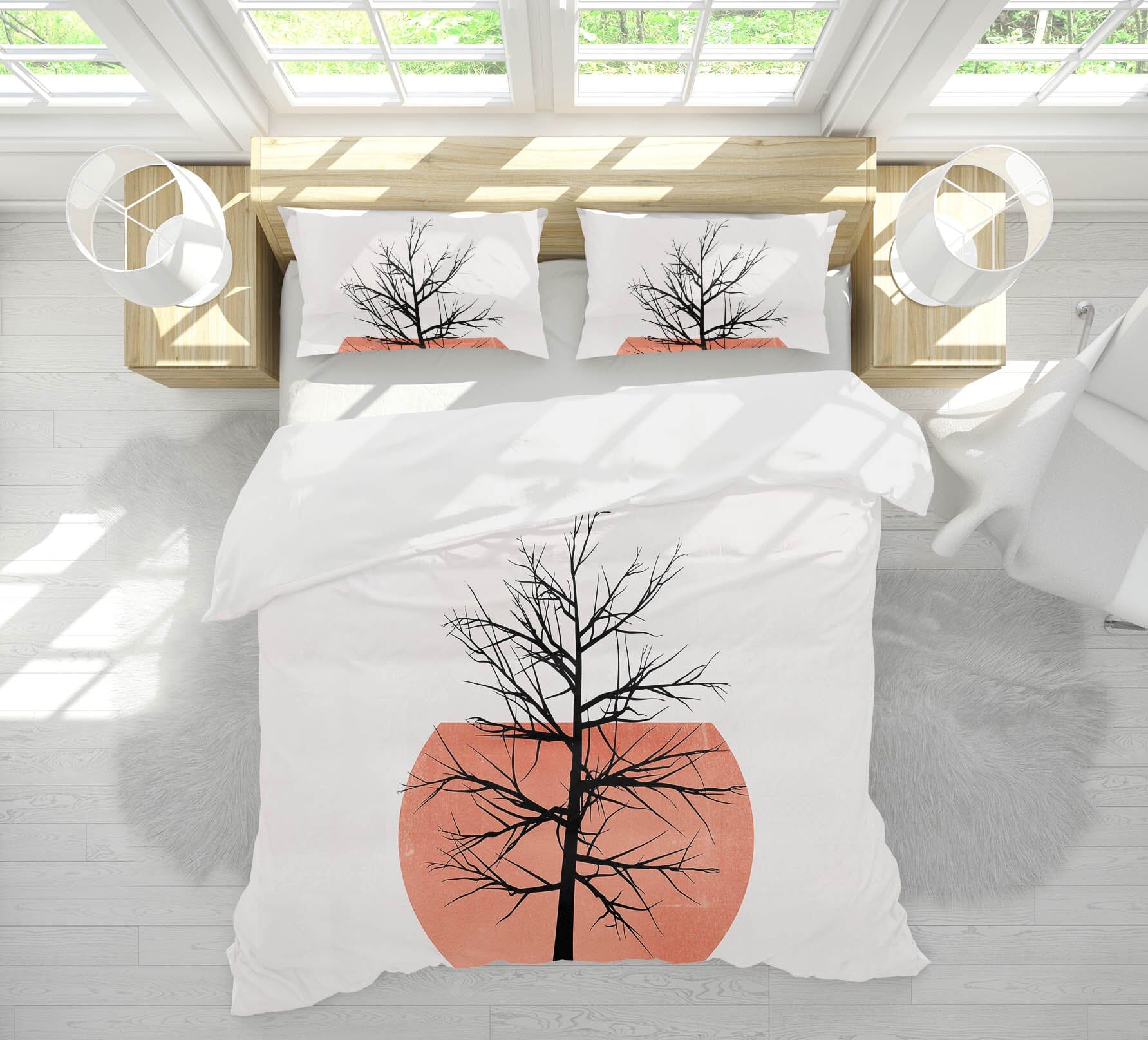 3D Pink Moon Tree 156 Boris Draschoff Bedding Bed Pillowcases Quilt Quiet Covers AJ Creativity Home