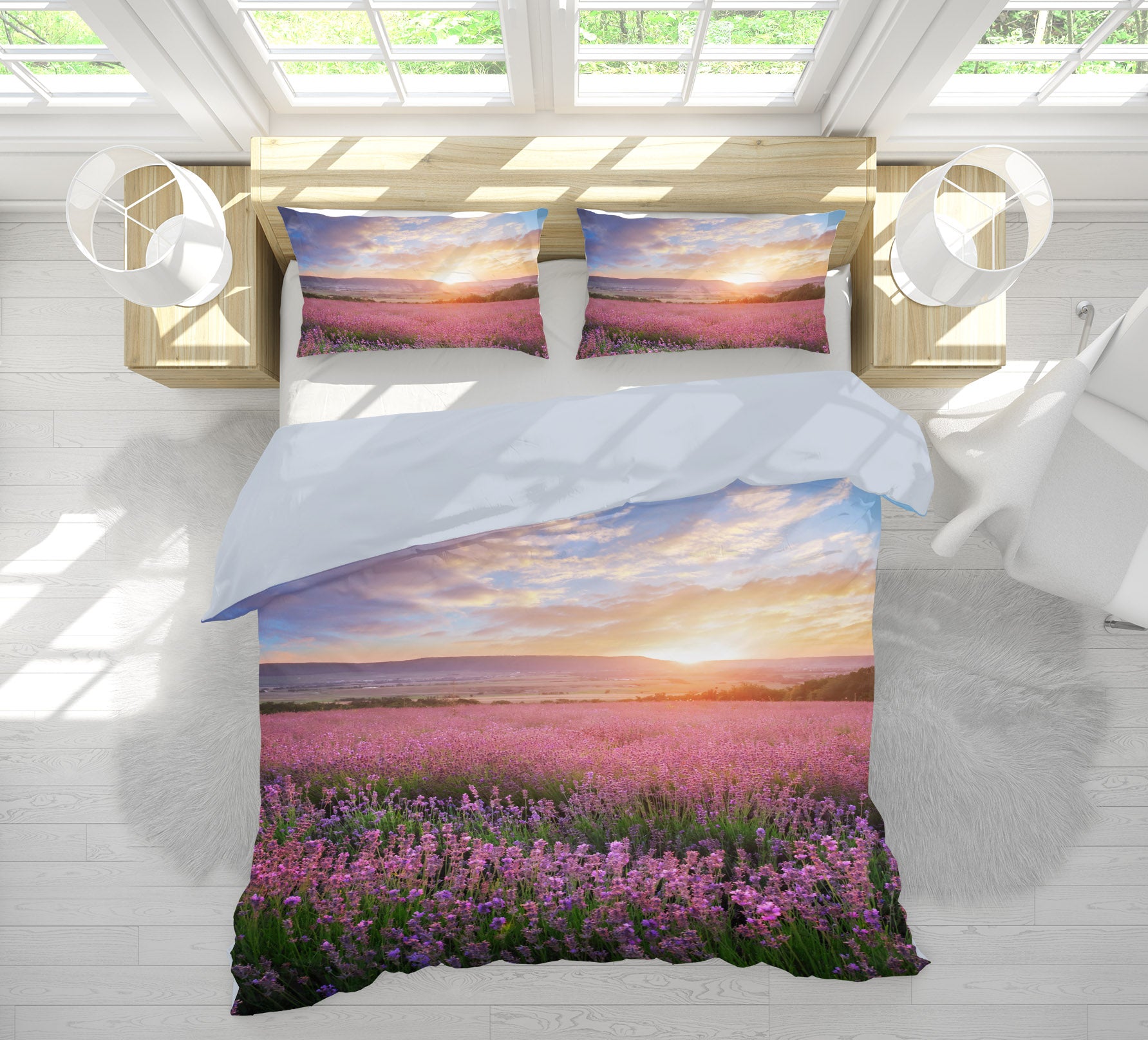 3D Lavender Bushes 61112 Bed Pillowcases Quilt
