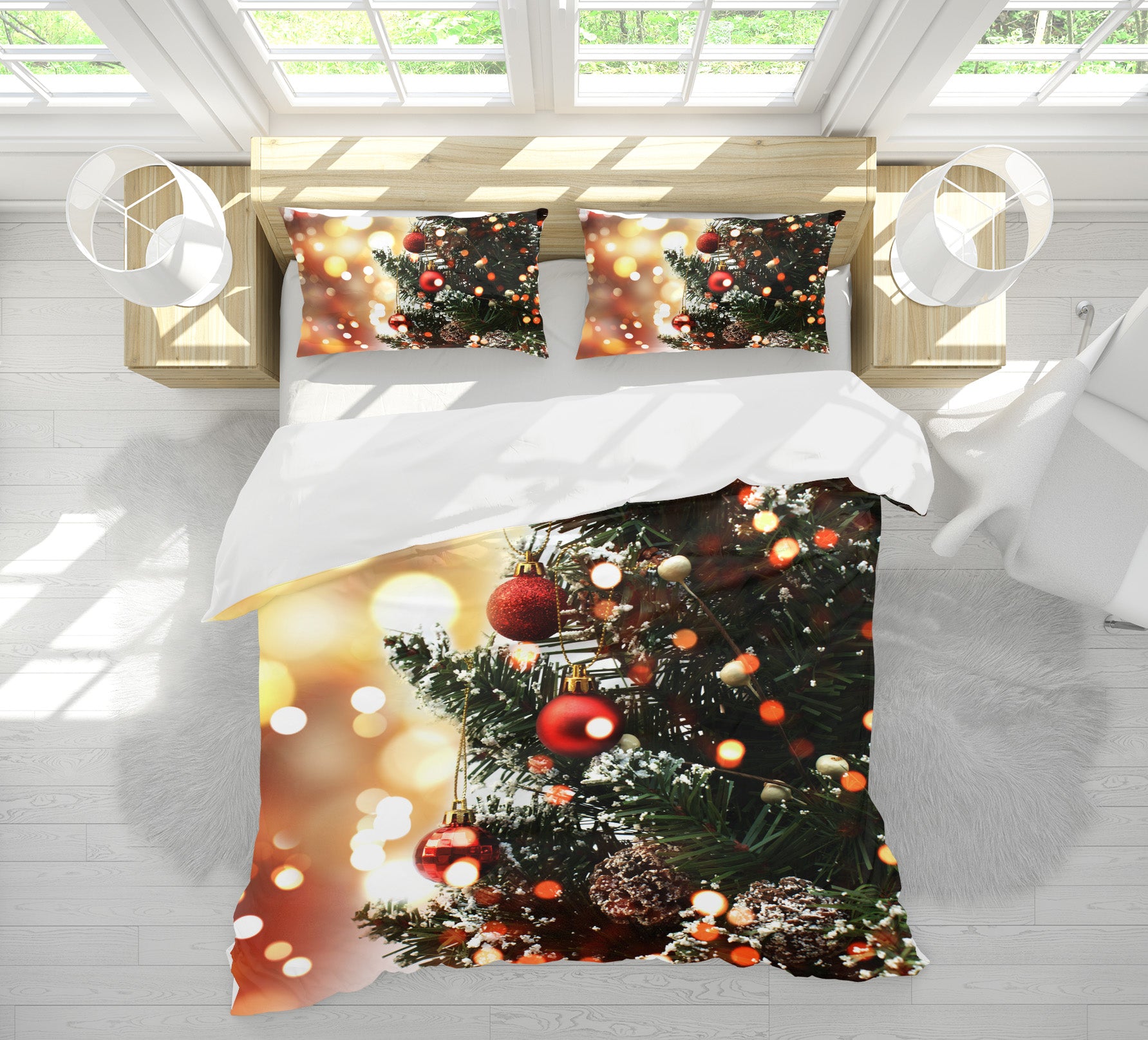 3D Tree Red Ball 61017 Bed Pillowcases Quilt