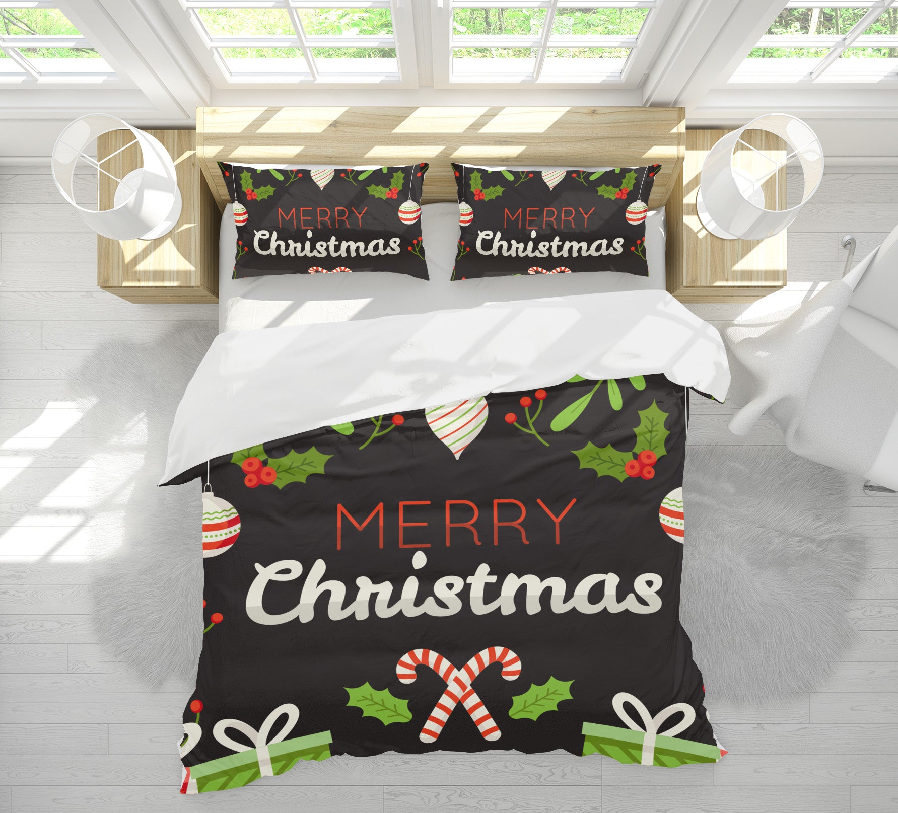 3D Christmas Tree Branches 63194 Bed Pillowcases Quilt