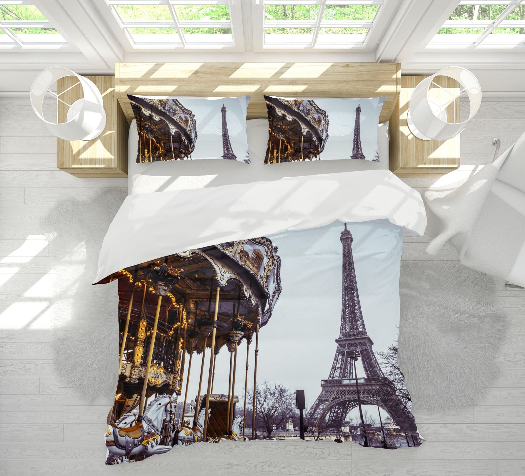 3D Carousel Eiffel Tower 1013 Assaf Frank Bedding Bed Pillowcases Quilt Quiet Covers AJ Creativity Home