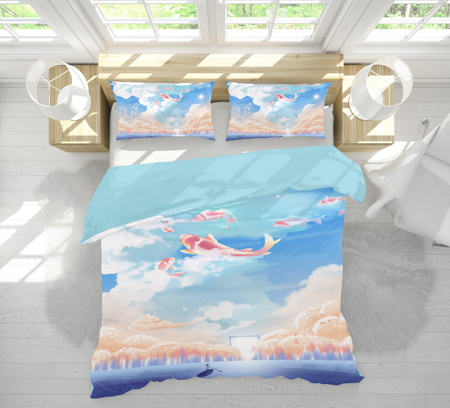 3D Sea Of Clouds Fish 13107 Bed Pillowcases Quilt