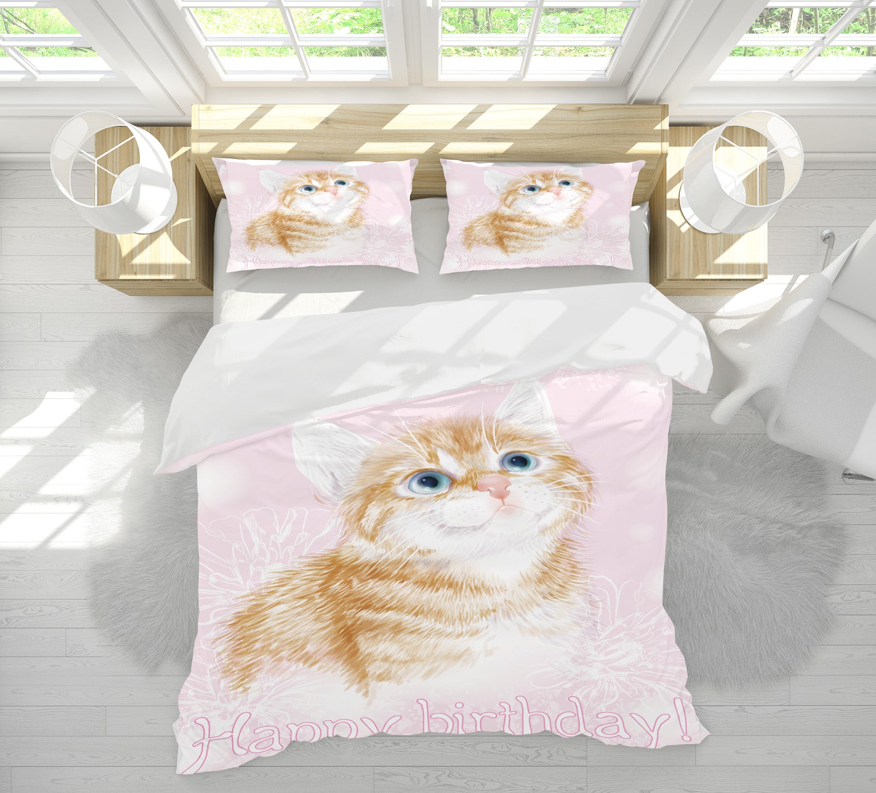 3D Little Orange Cat 15042 Bed Pillowcases Quilt