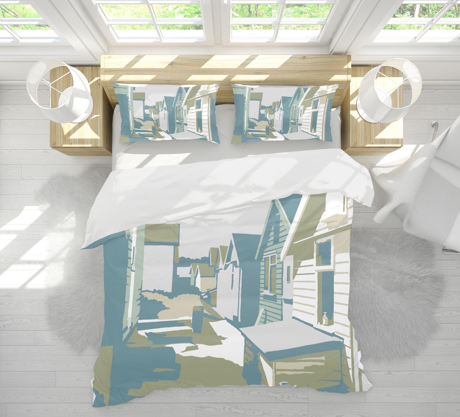 3D Mudeford Beach Huts 2029 Steve Read Bedding Bed Pillowcases Quilt Quiet Covers AJ Creativity Home