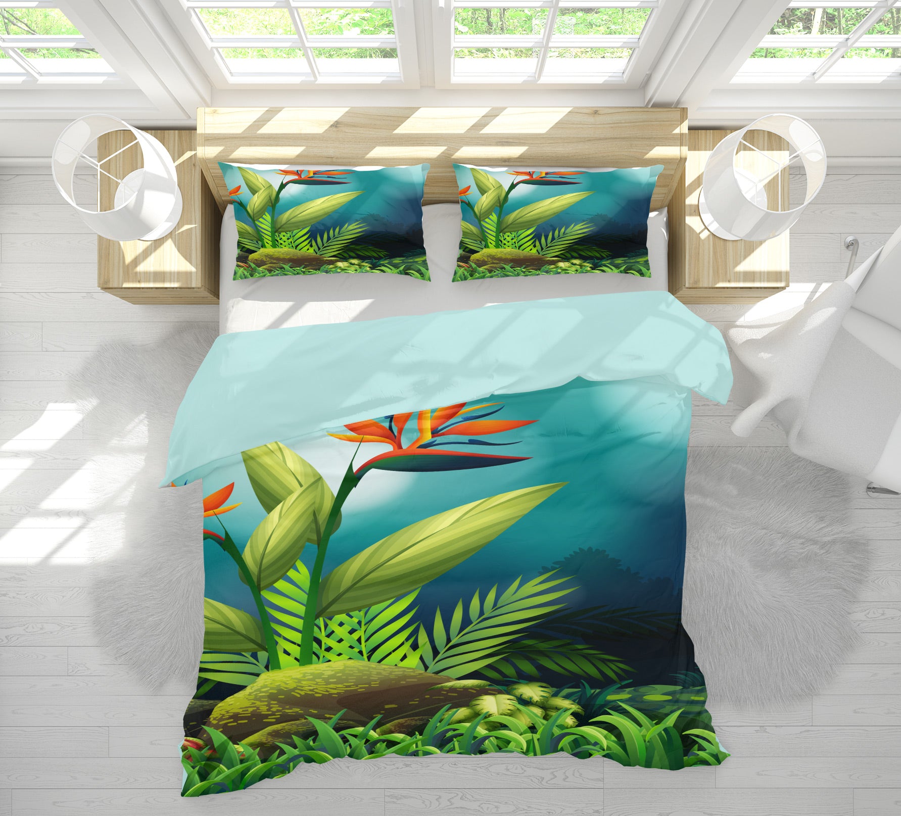 3D Grass Flowers 59186 Bed Pillowcases Quilt