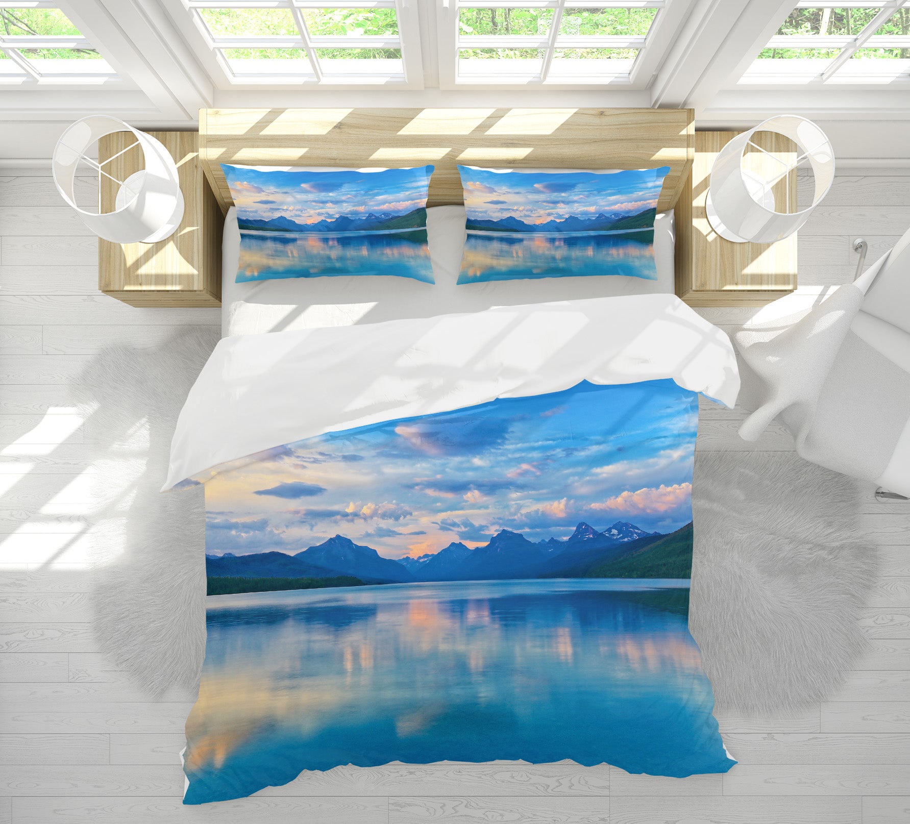 3D Lake Mountain Shadow 8680 Kathy Barefield Bedding Bed Pillowcases Quilt